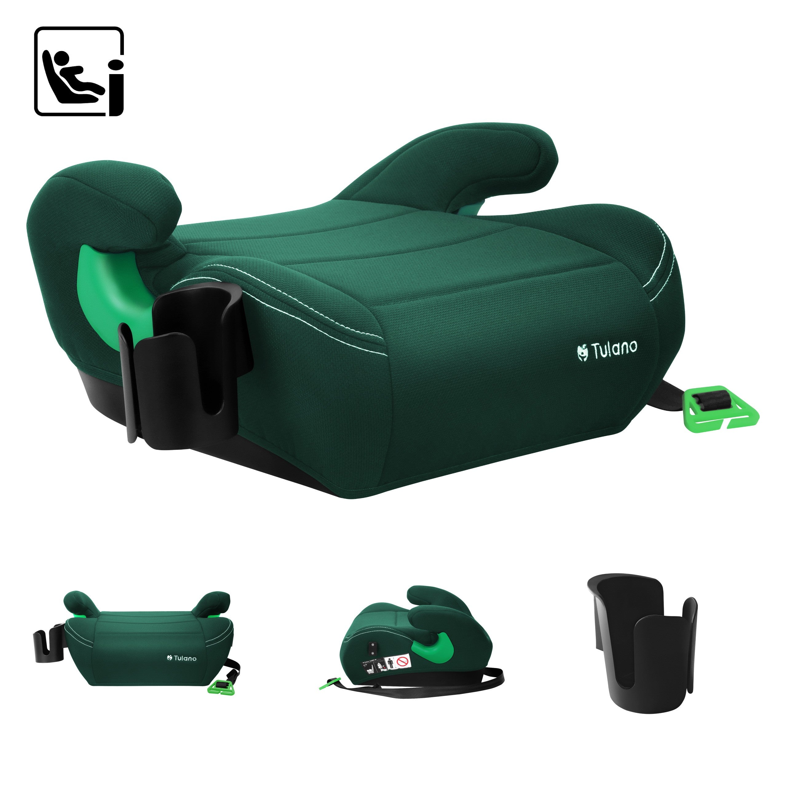 Scaun auto cu suport Tulano Cabby 25 Green 125-150 cm I-Size