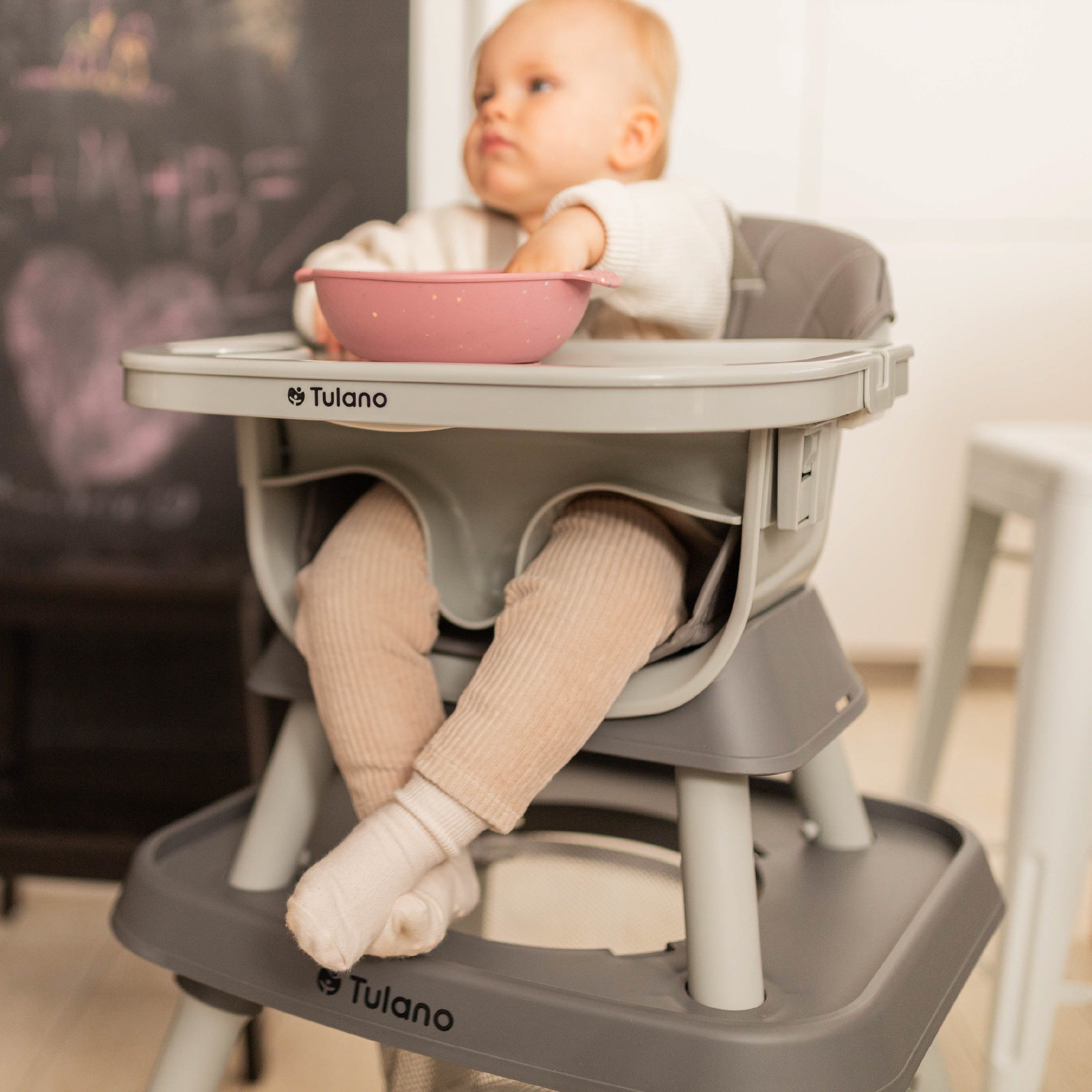 Scaun de hrănire din plastic 9 în 1 Tulano Morsel 50 Grey