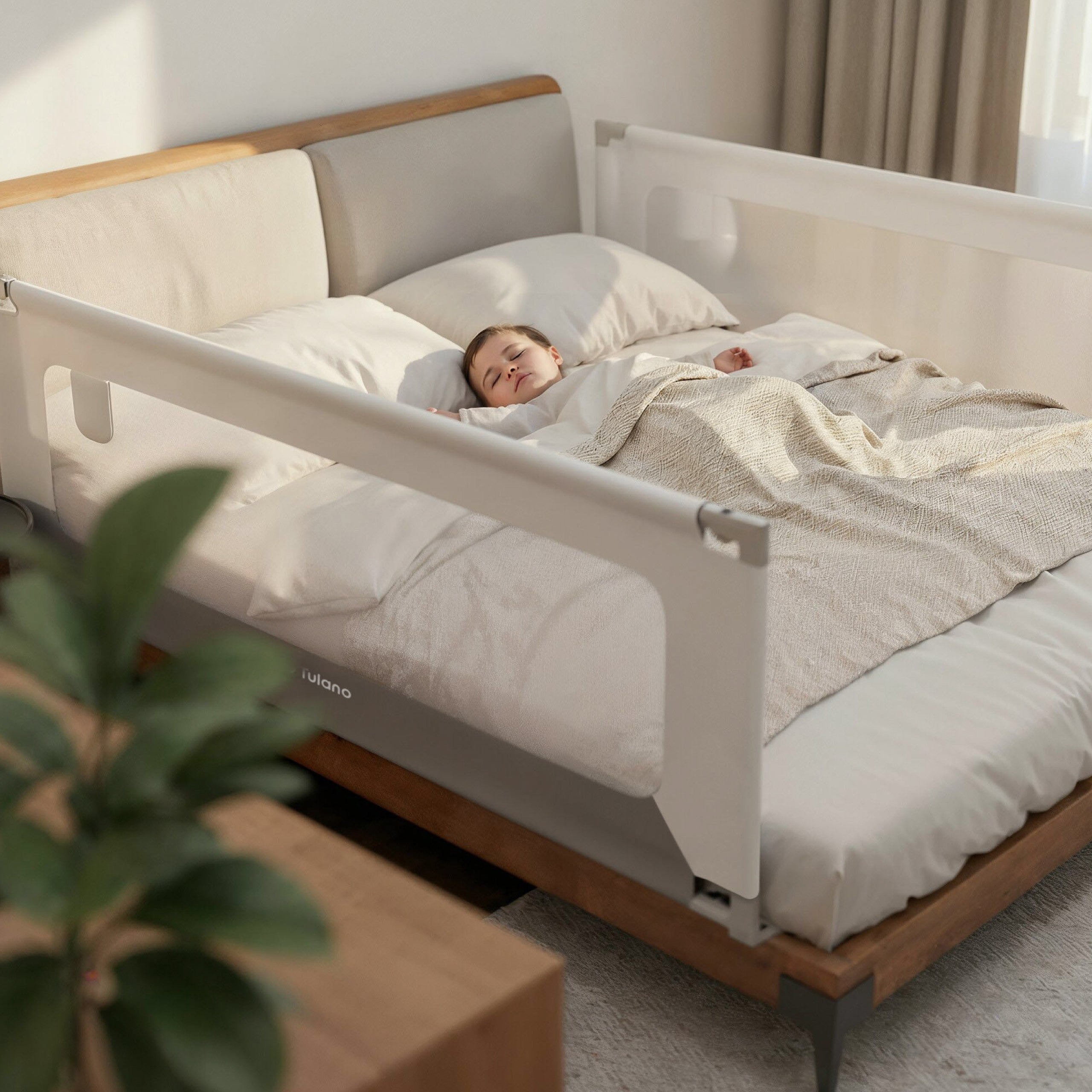 Barieră de protecție pentru pat de 140 cm Tulano Cover 44 Alb-Gri