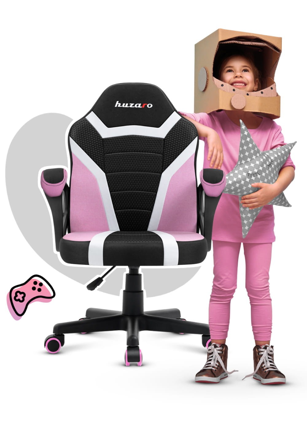 Scaun de gaming pentru copii HUZARO RANGER 1.0 Pink Mesh