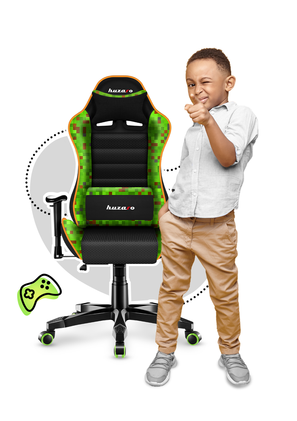 Scaun de gaming pentru copii HUZARO RANGER 6.0 Pixel Mesh