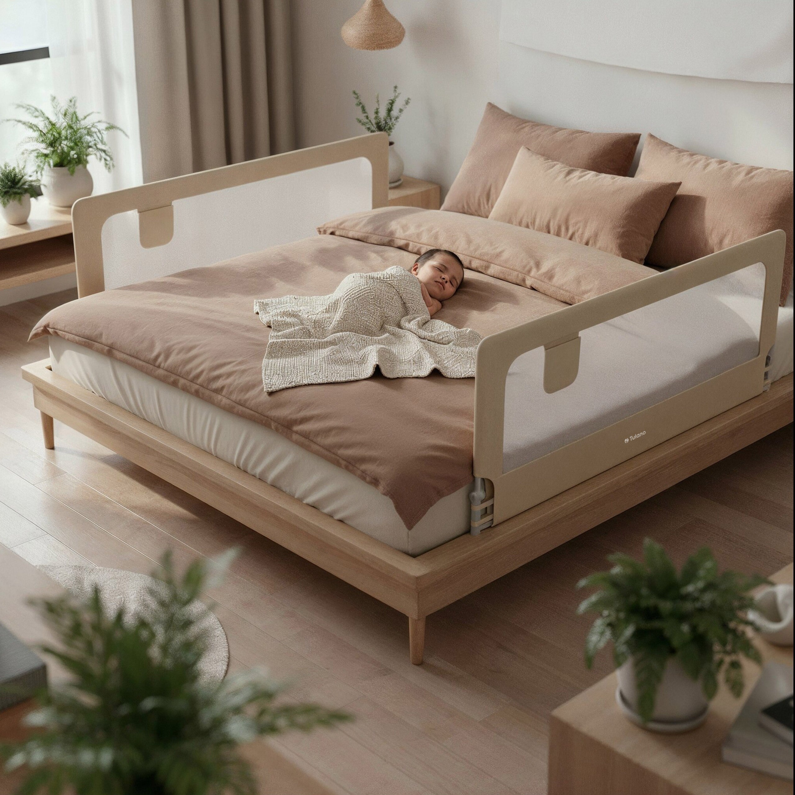 Barieră de protecție pentru pat, 200 cm, Tulano Cover 30, bej