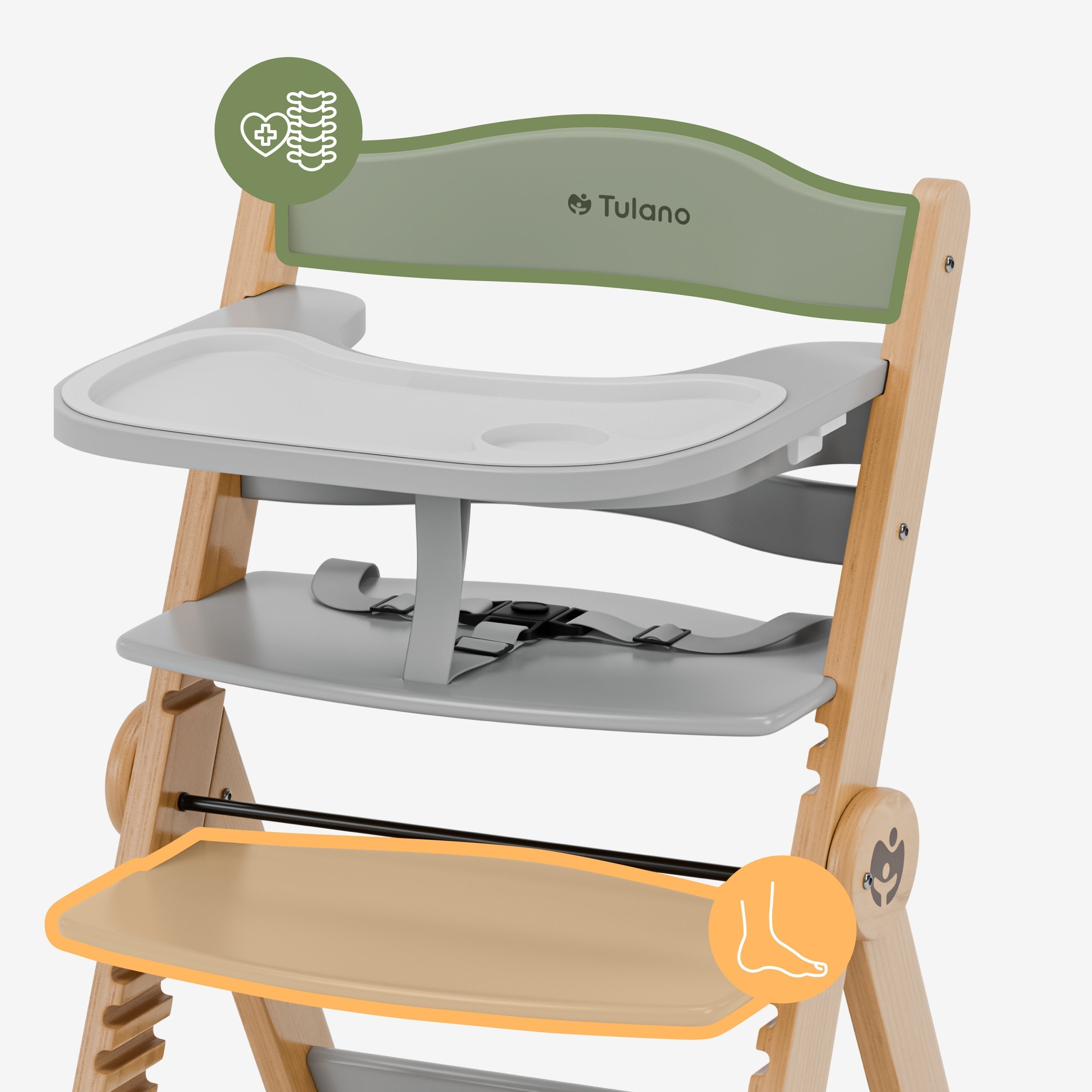 OUTLET Scaun de hrănire din lemn Tulano Morsel 45 Natural-Grey