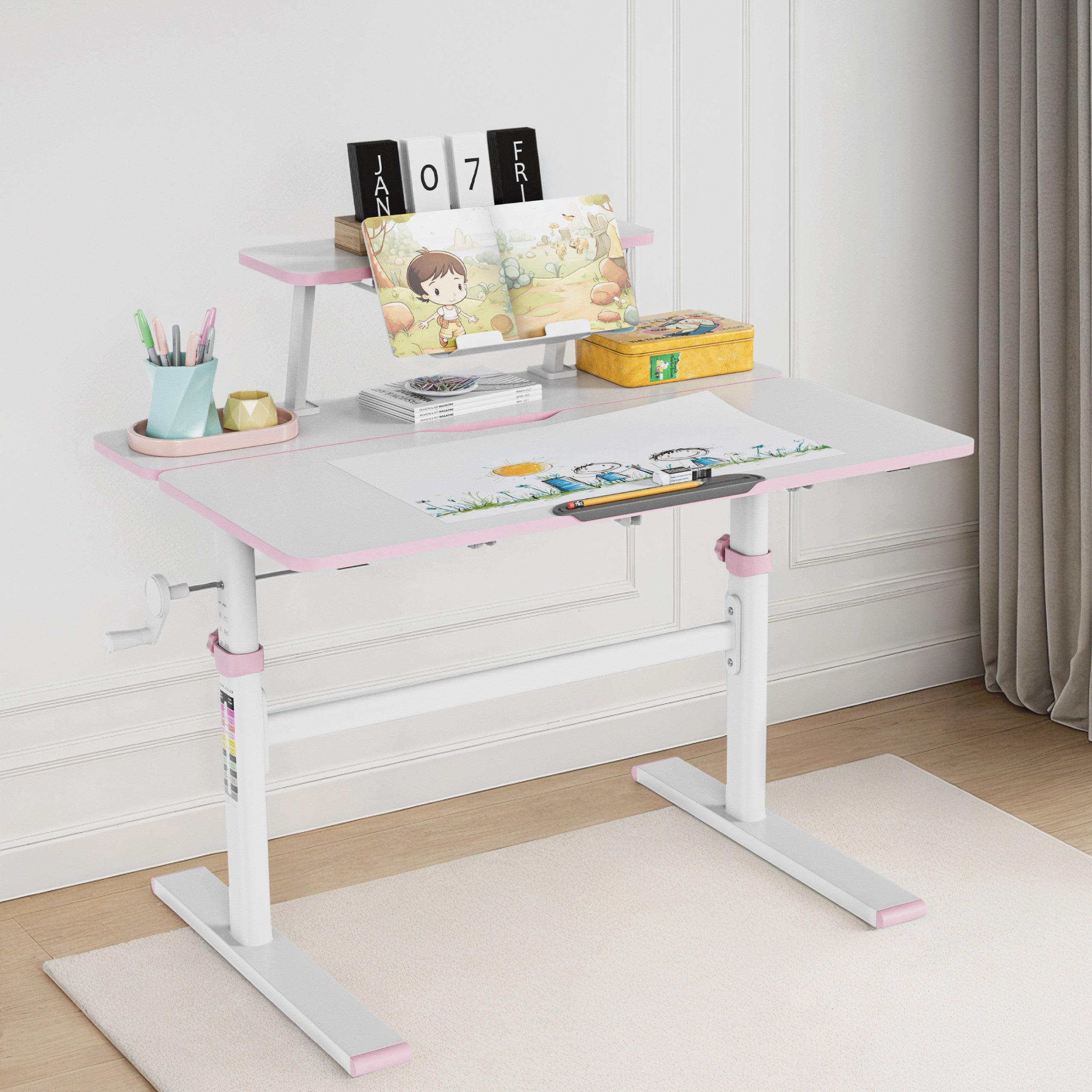 Birou pentru copii reglabil Mark Adler Study 3.7 Pink 90 cm