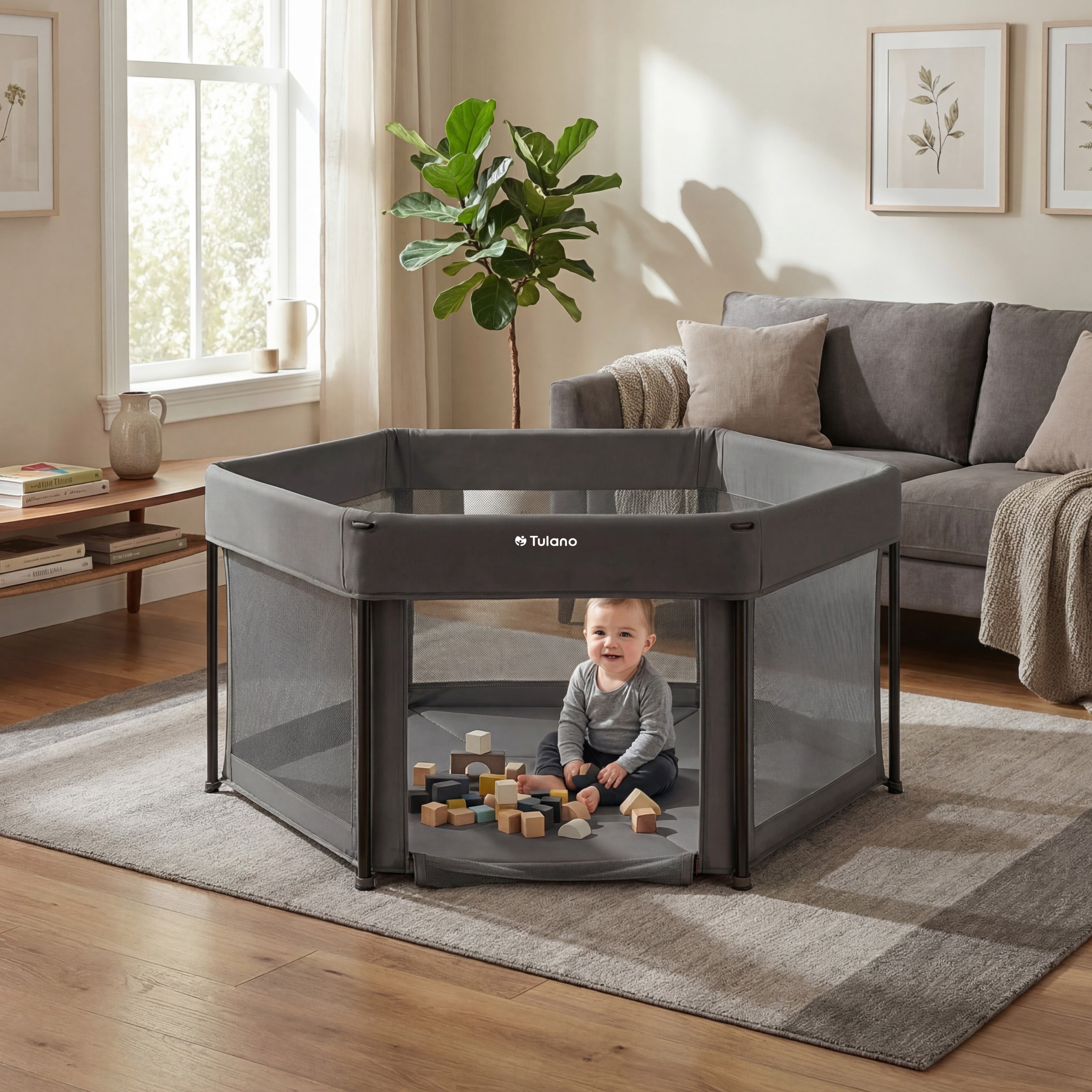 Pătuț pliabil pentru copii Tulano Cozy 30 Graphite