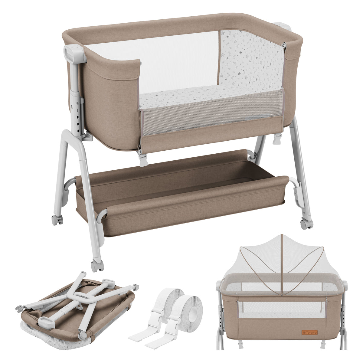 Pătuț co-sleeper 3în1 Tulano Dream 50 Taupe