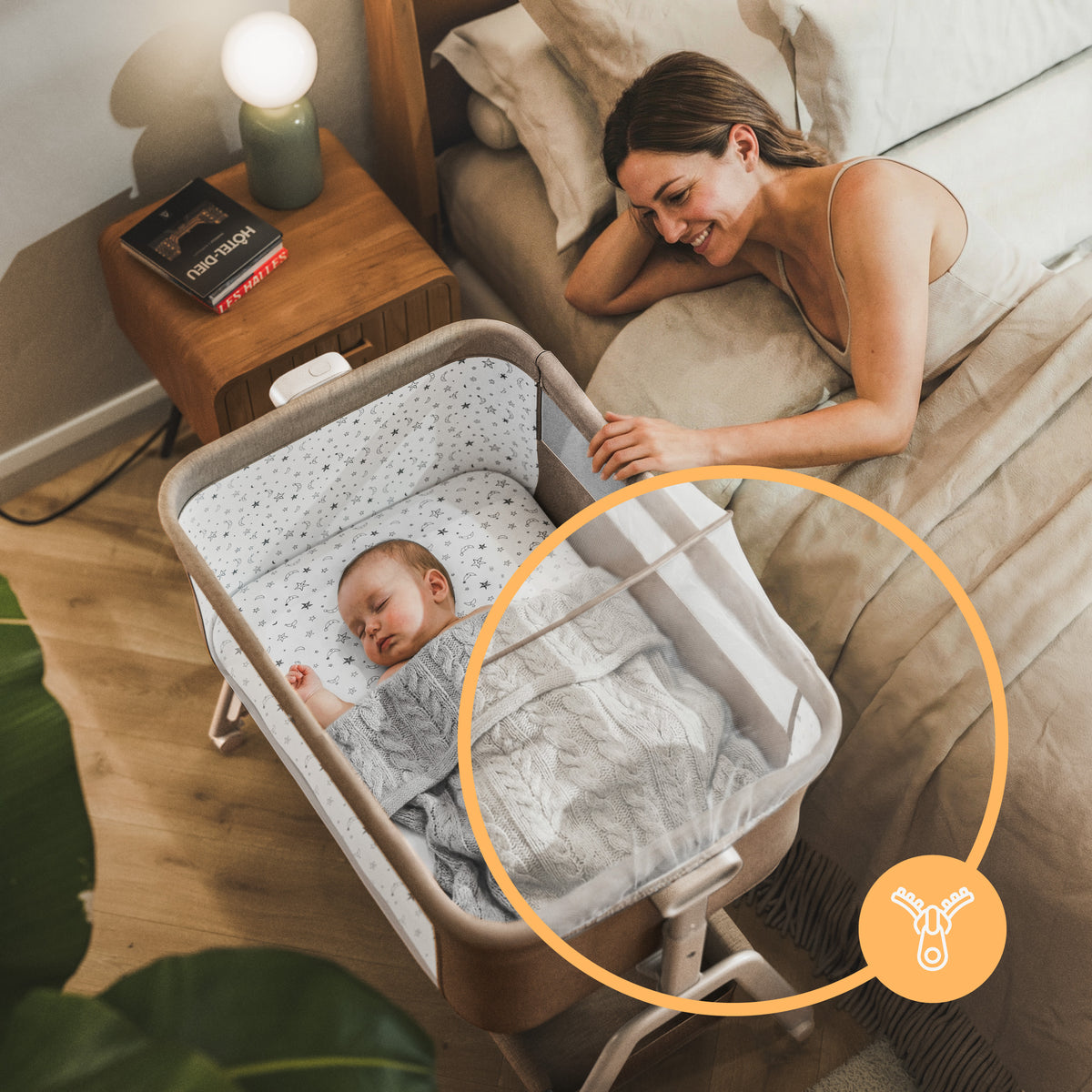 Pătuț co-sleeper 3în1 Tulano Dream 50 Taupe