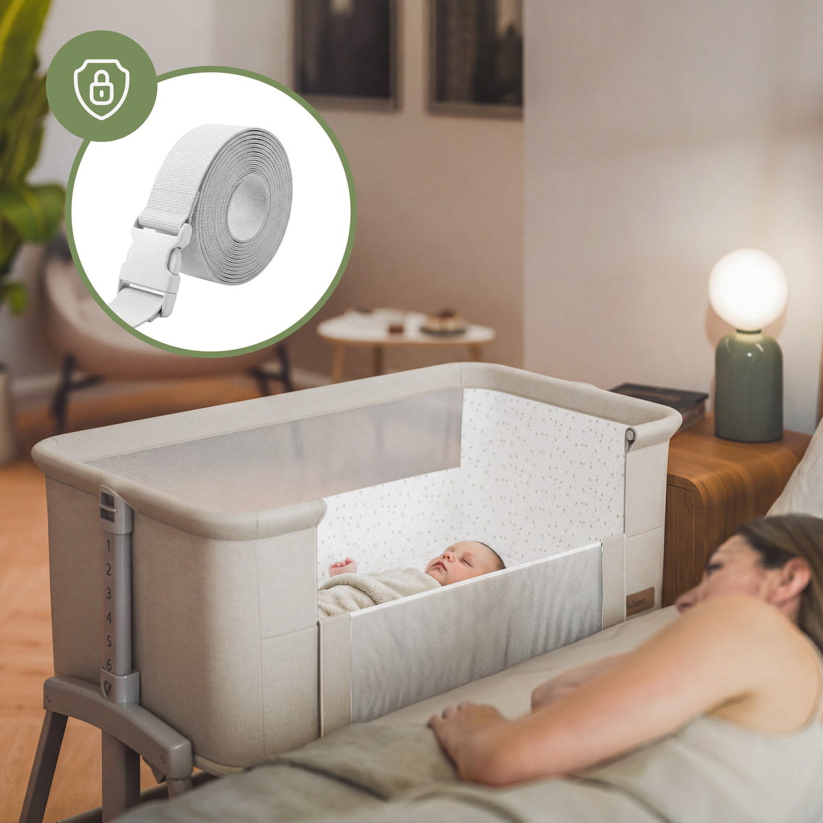 Pătuț co-sleeper și de călătorie 4în1 Tulano Dream 55 Beige