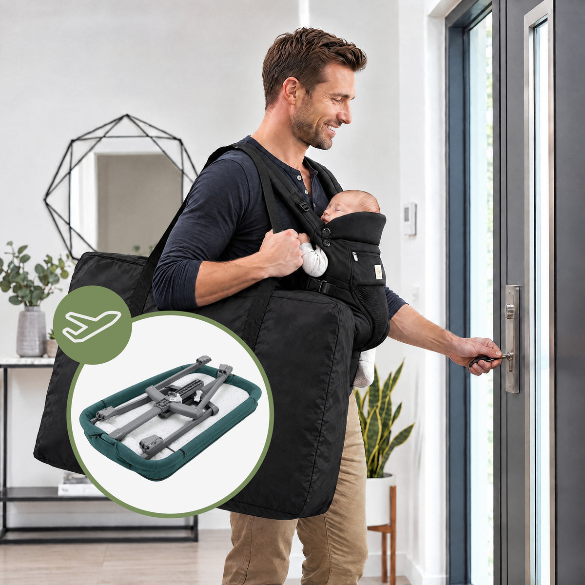 Pătuț co-sleeper și de călătorie 4în1 Tulano Dream 55 Green