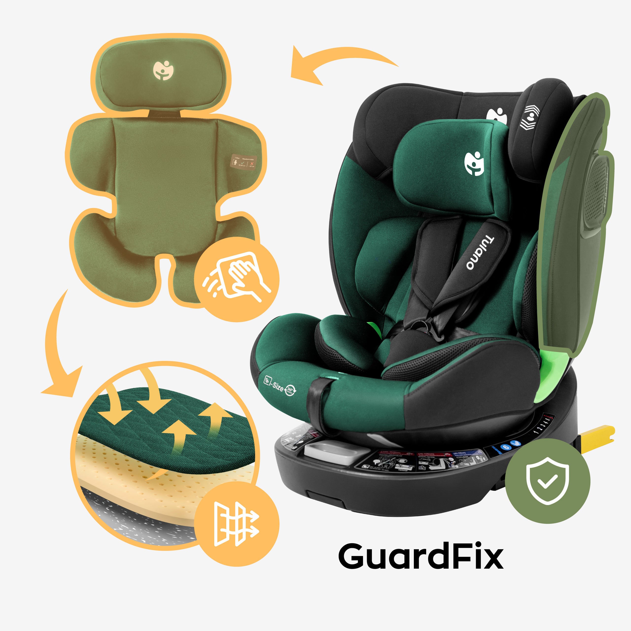 Scaun auto rotativ Tulano Loom 35 Negru-Verde