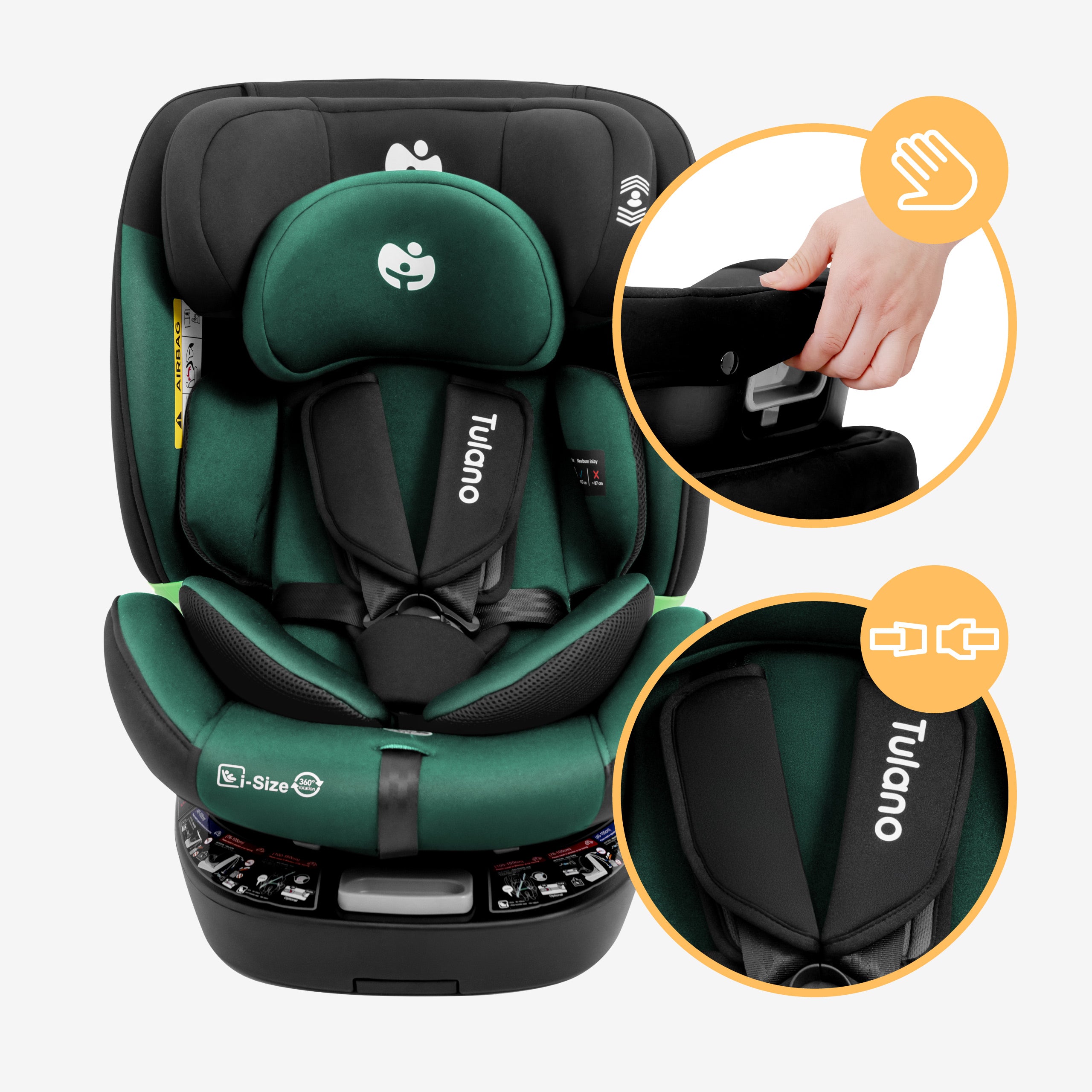 Scaun auto rotativ Tulano Loom 35 Negru-Verde