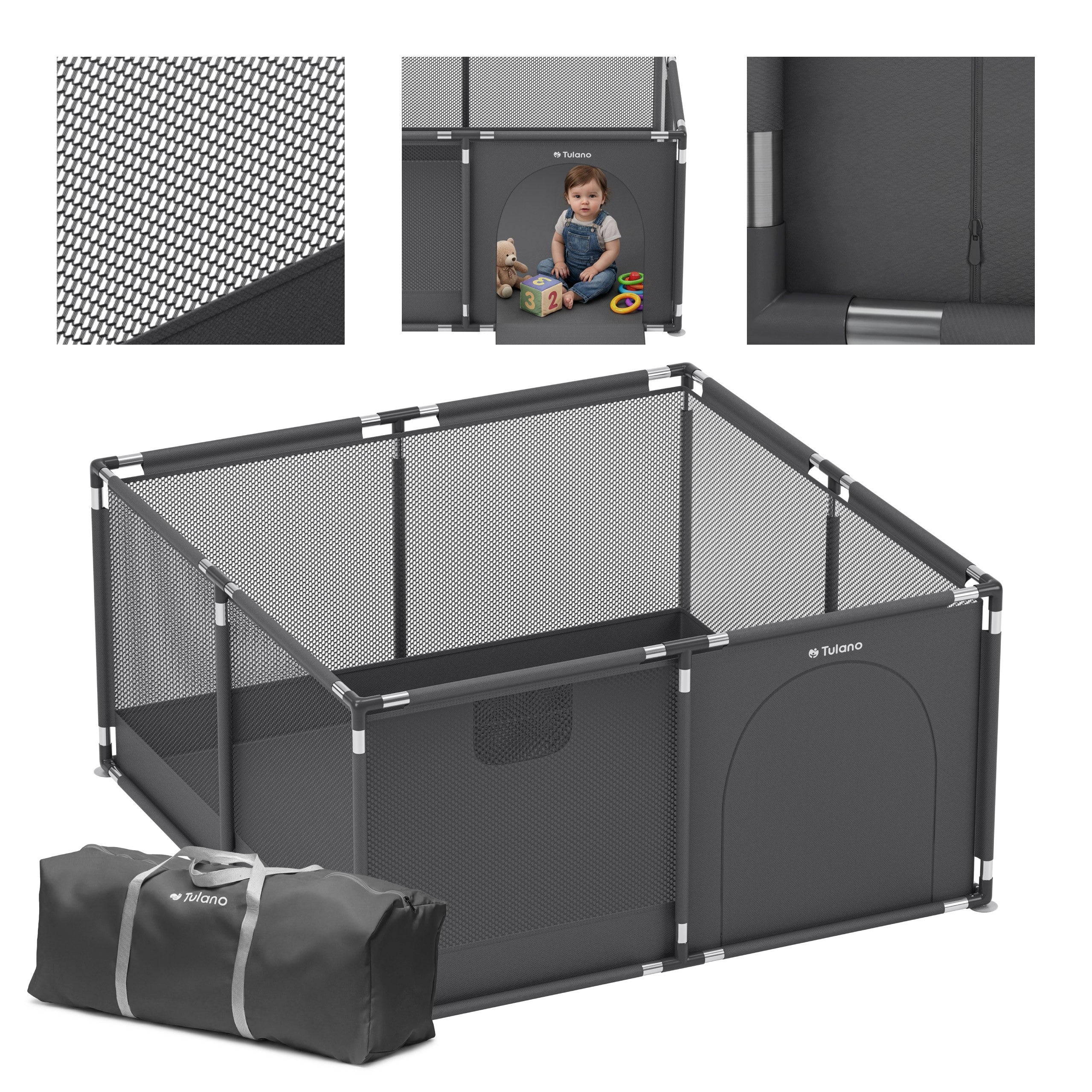 OUTLET Pătuț pentru copii Tulano Cozy 20 Graphite - 130 cm