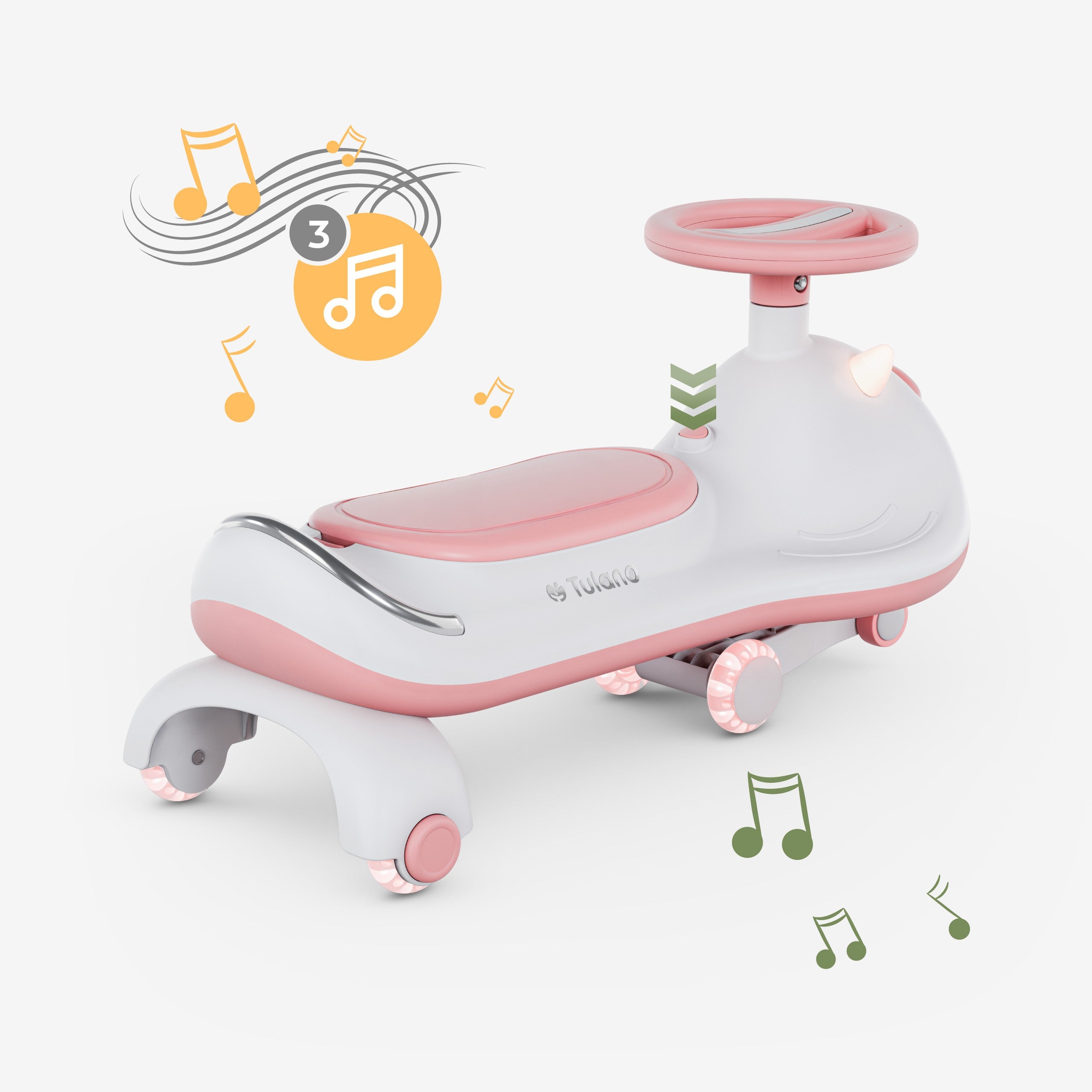 Mașinuță pentru copii cu propulsie gravitațională și LED-uri Tulano Focus 45 Pink