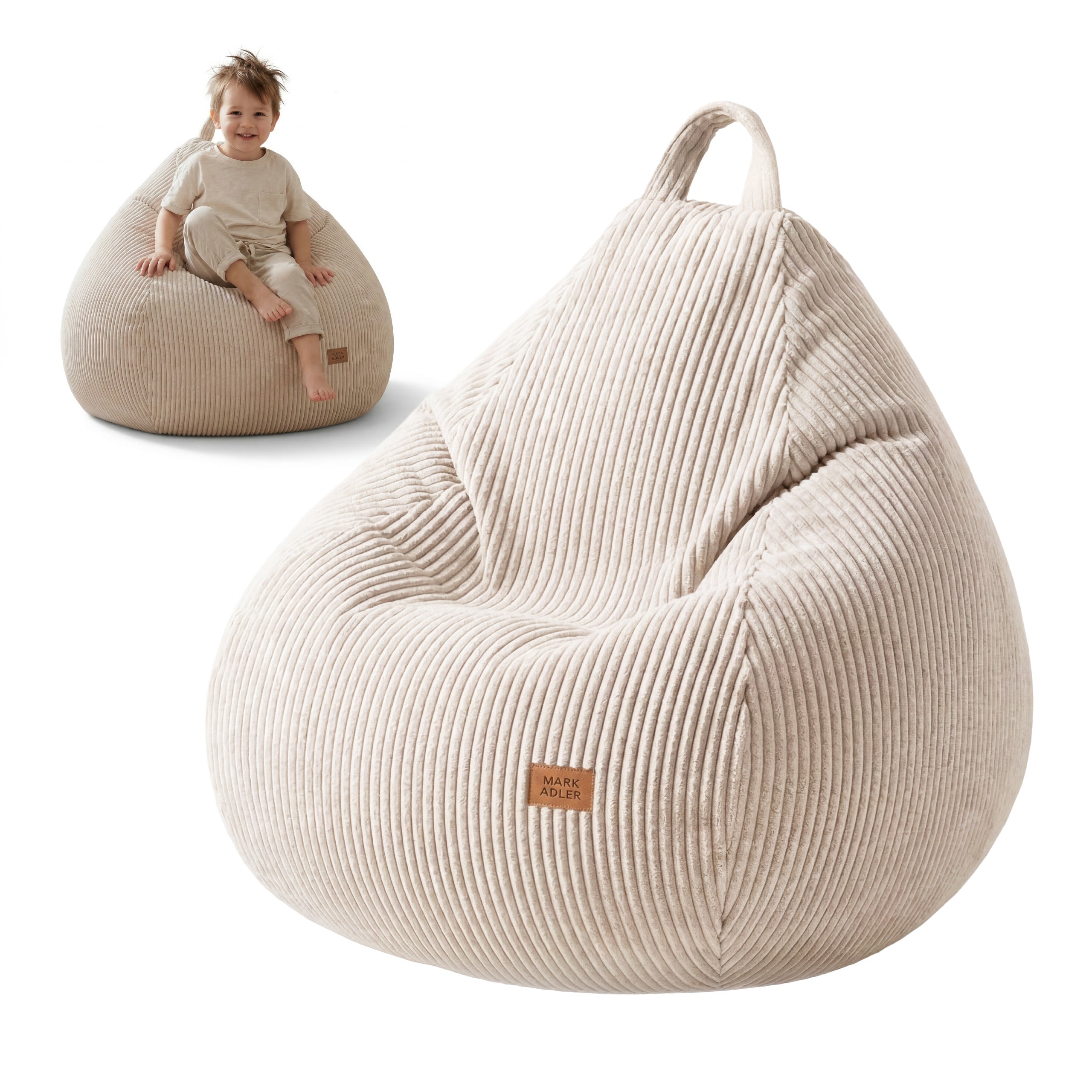 Puf sac din velur bej Mark Adler Comfy 1.0 Beige