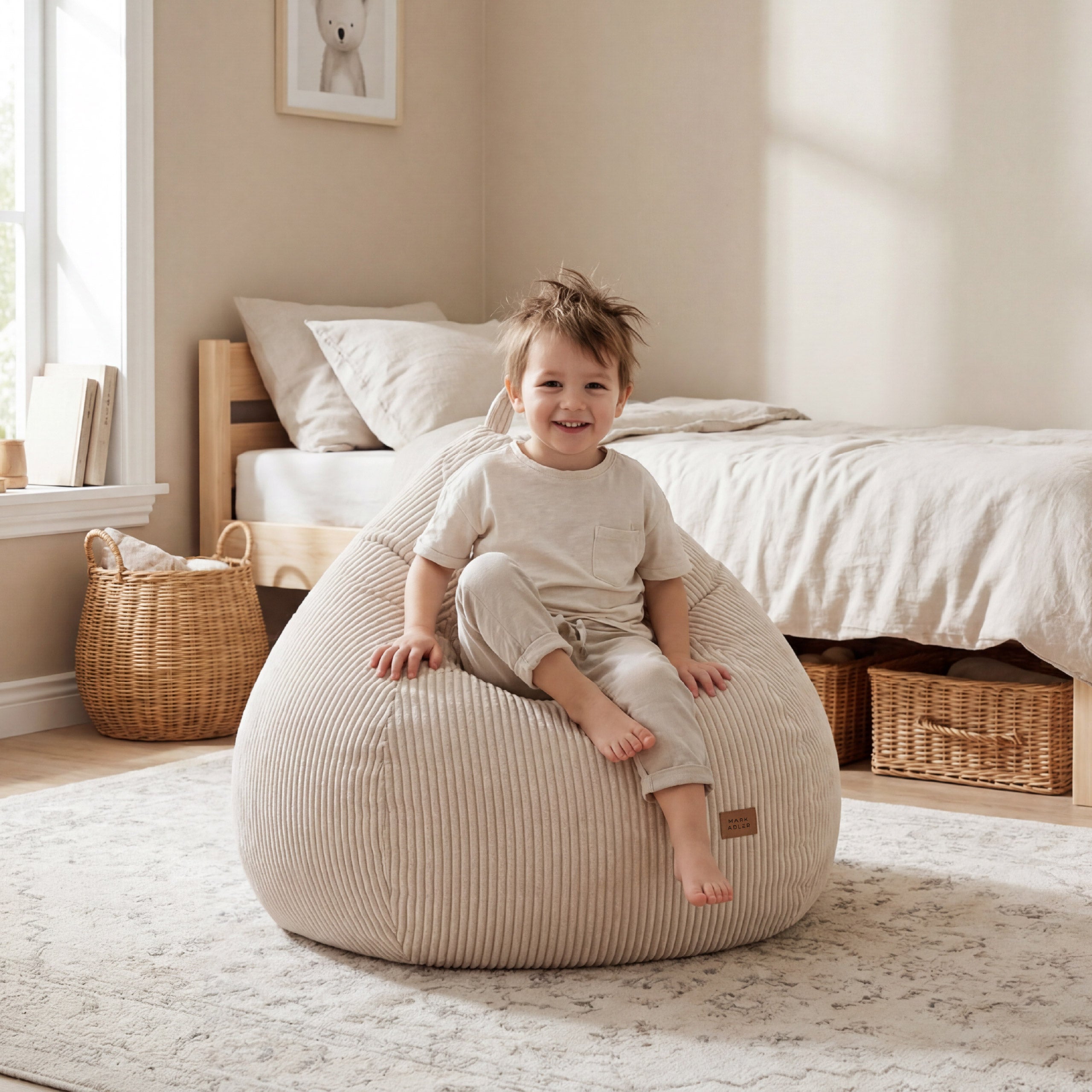 Puf sac din velur bej Mark Adler Comfy 1.0 Beige