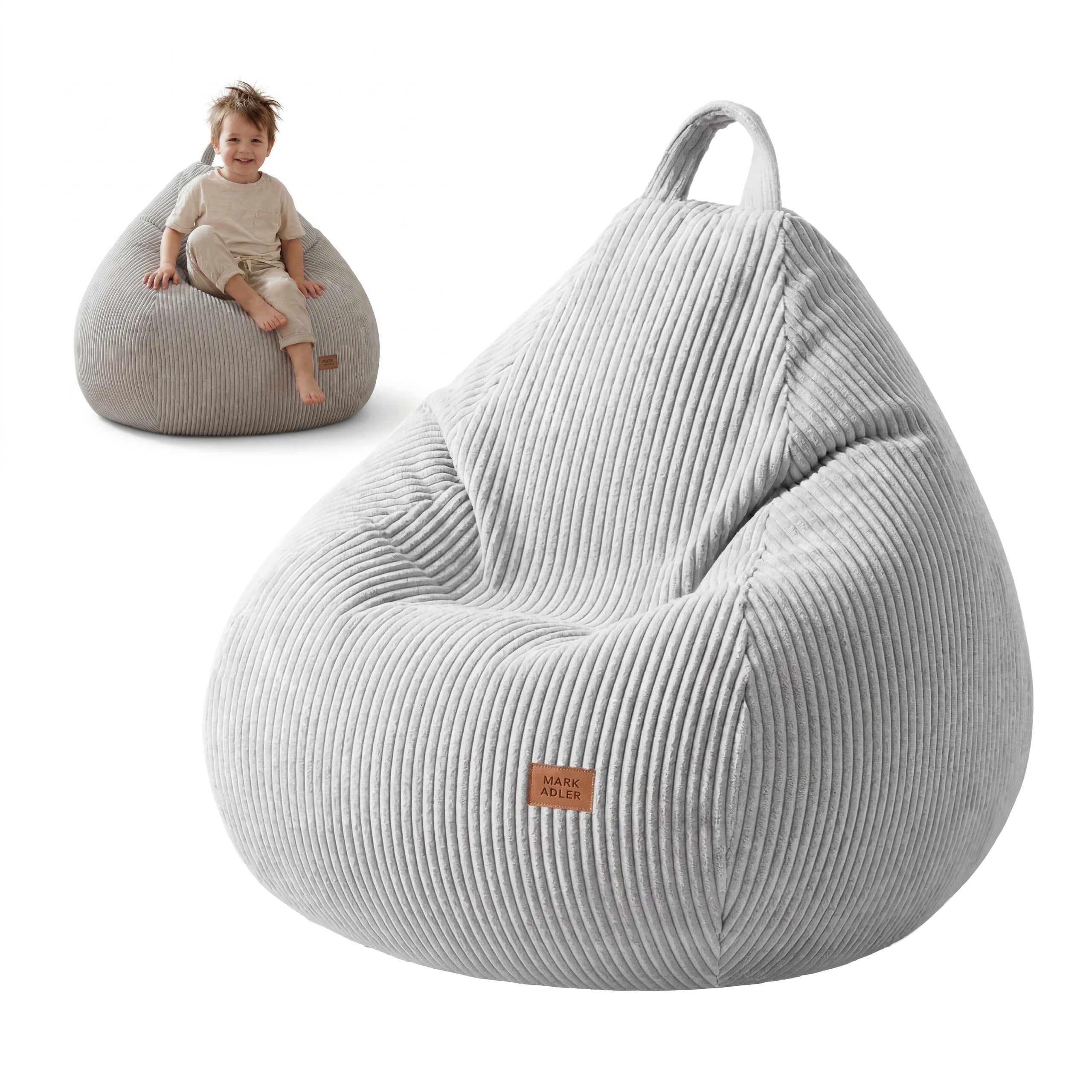 Puf sac din velur, gri, Mark Adler Comfy 1.0 Grey