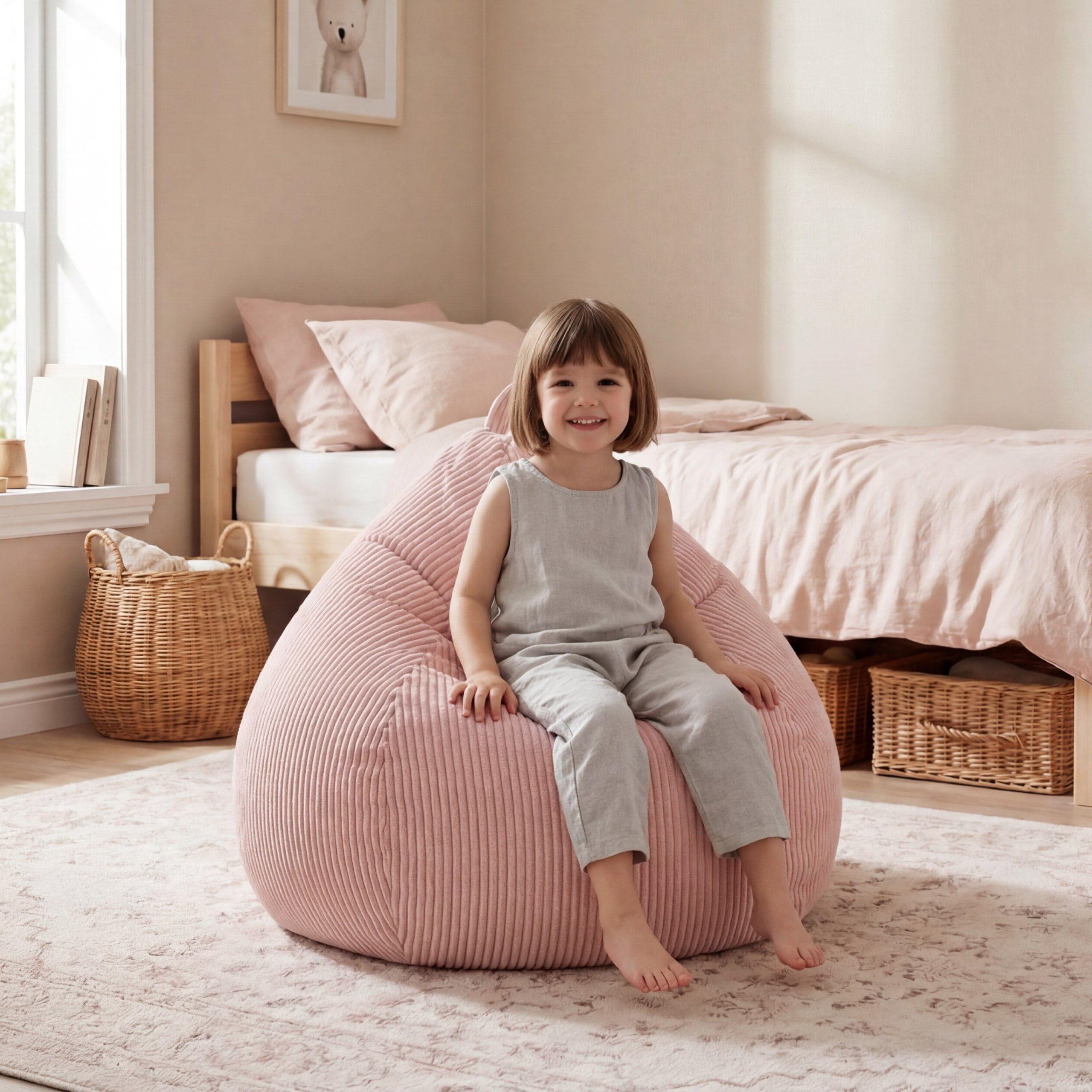 Puf sac din velur, gri, Mark Adler Comfy 1.0 Pink
