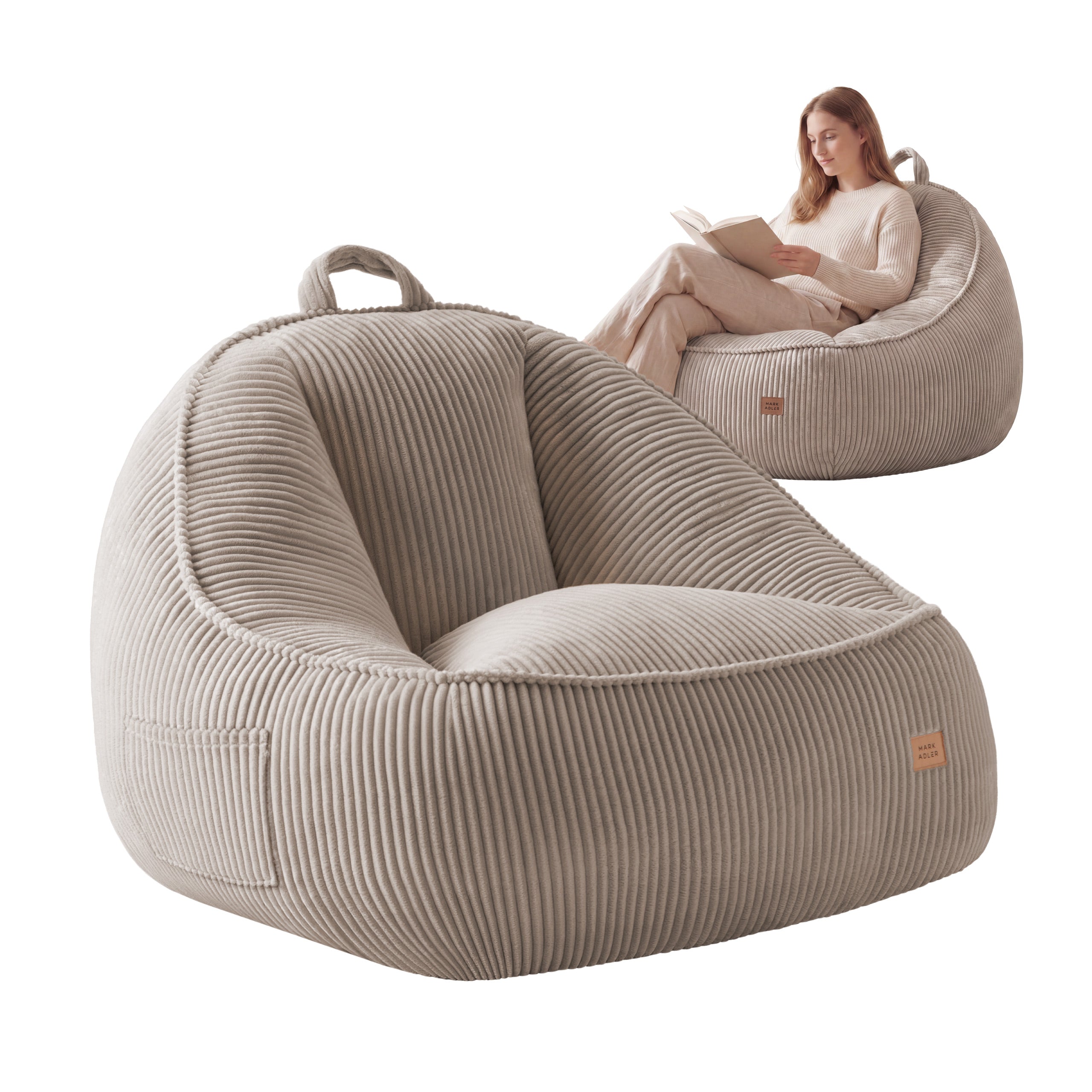 Fotoliu puf din catifea cordura cu spătar Mark Adler Comfy 4.0 Taupe