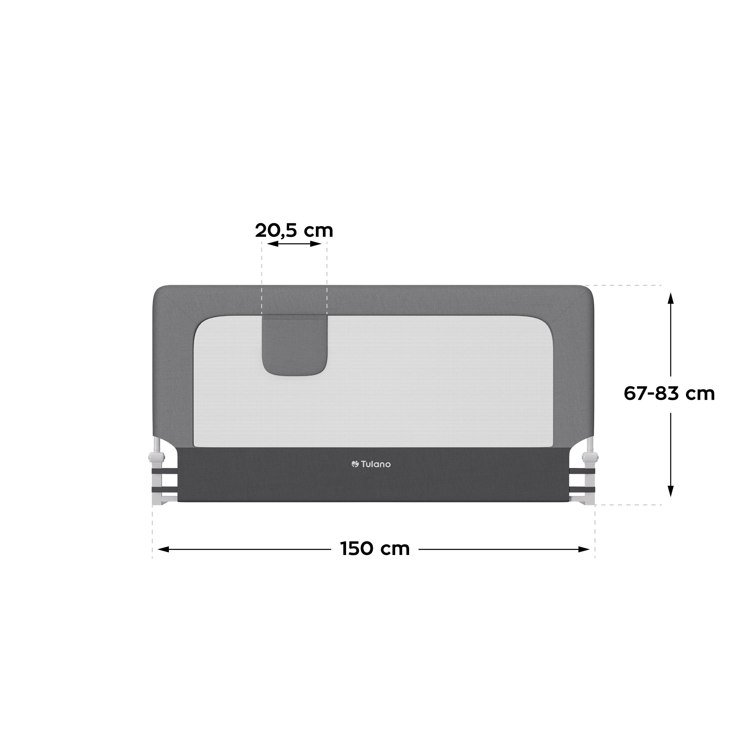 Barieră de protecție pentru pat, 150 cm, Tulano Cover 25 Grey