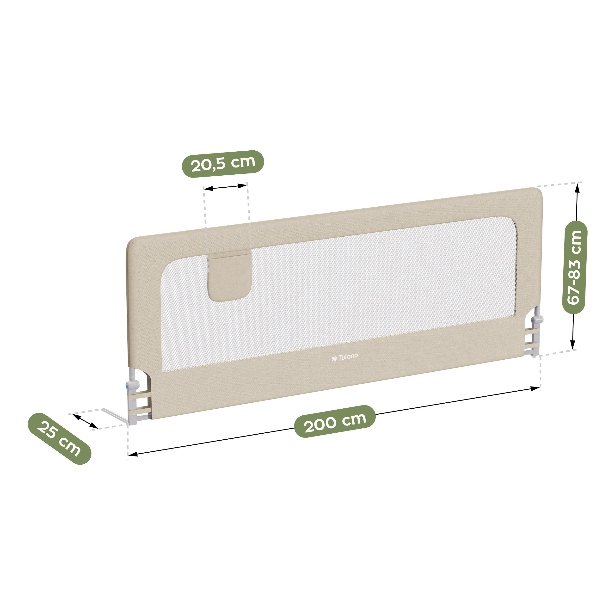 Barieră de protecție pentru pat, 200 cm, Tulano Cover 30, bej