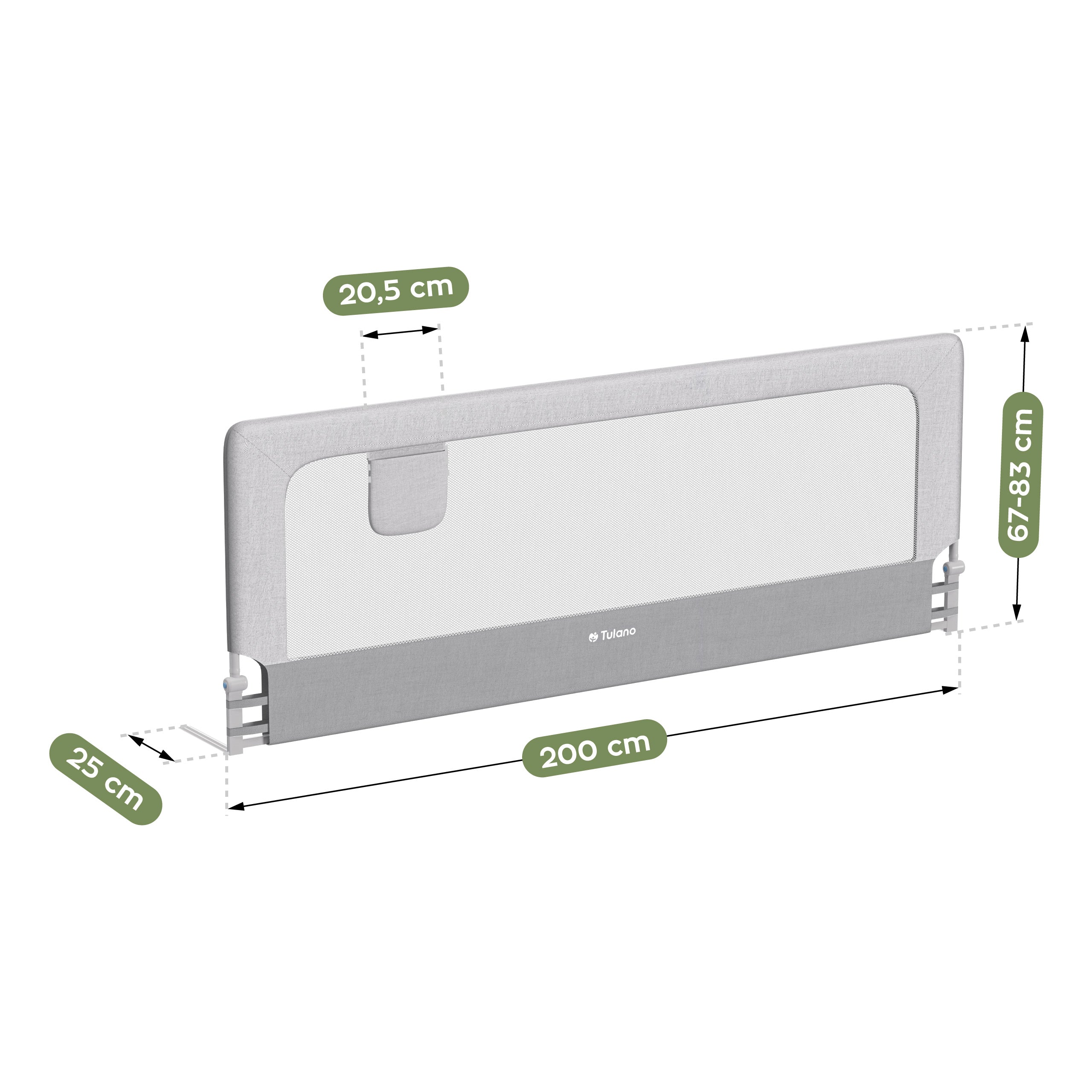 Barieră de protecție pentru pat, 200 cm, Tulano Cover 30, alb-gri