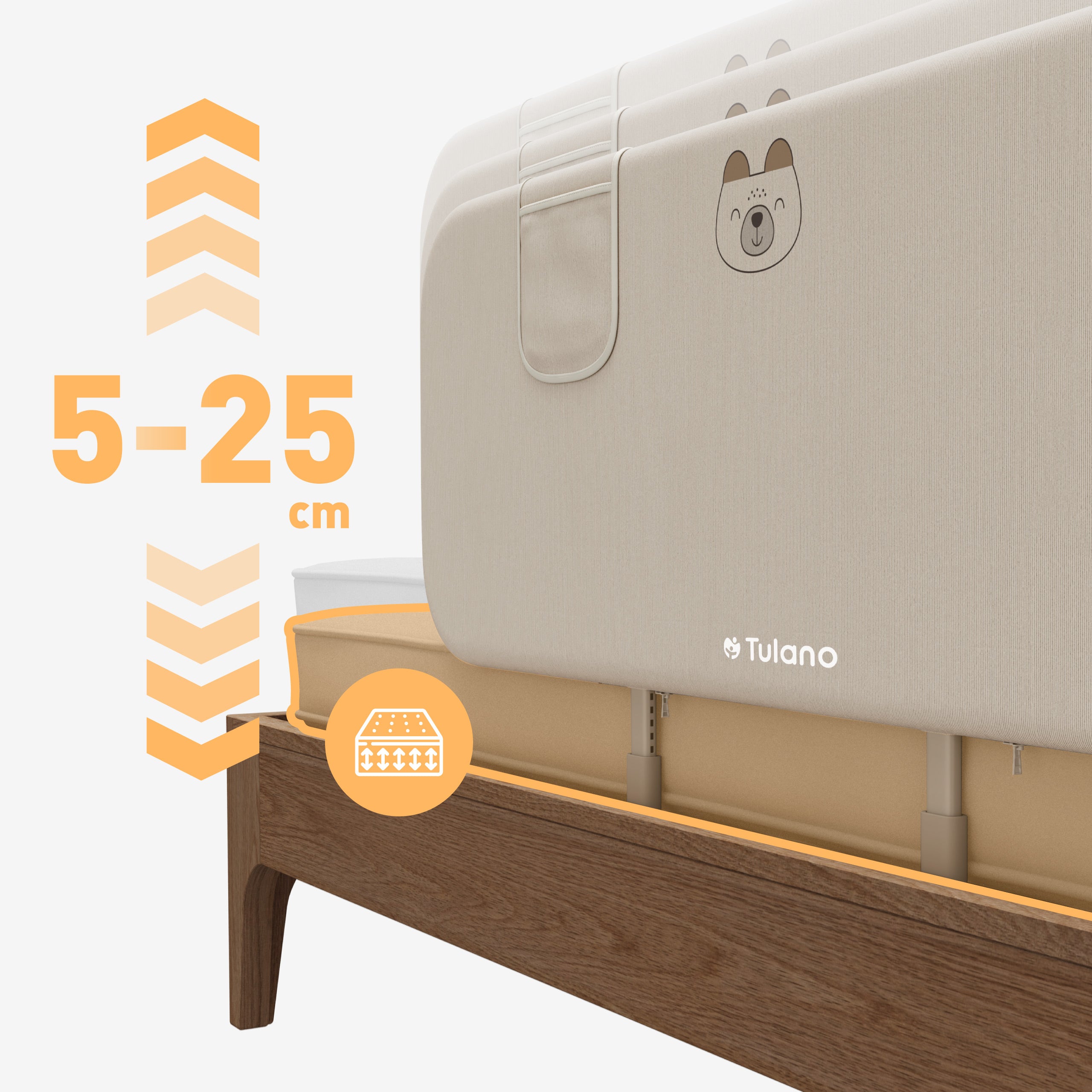 Barieră de protecție pentru pat copii Tulano Cover 50 Beige