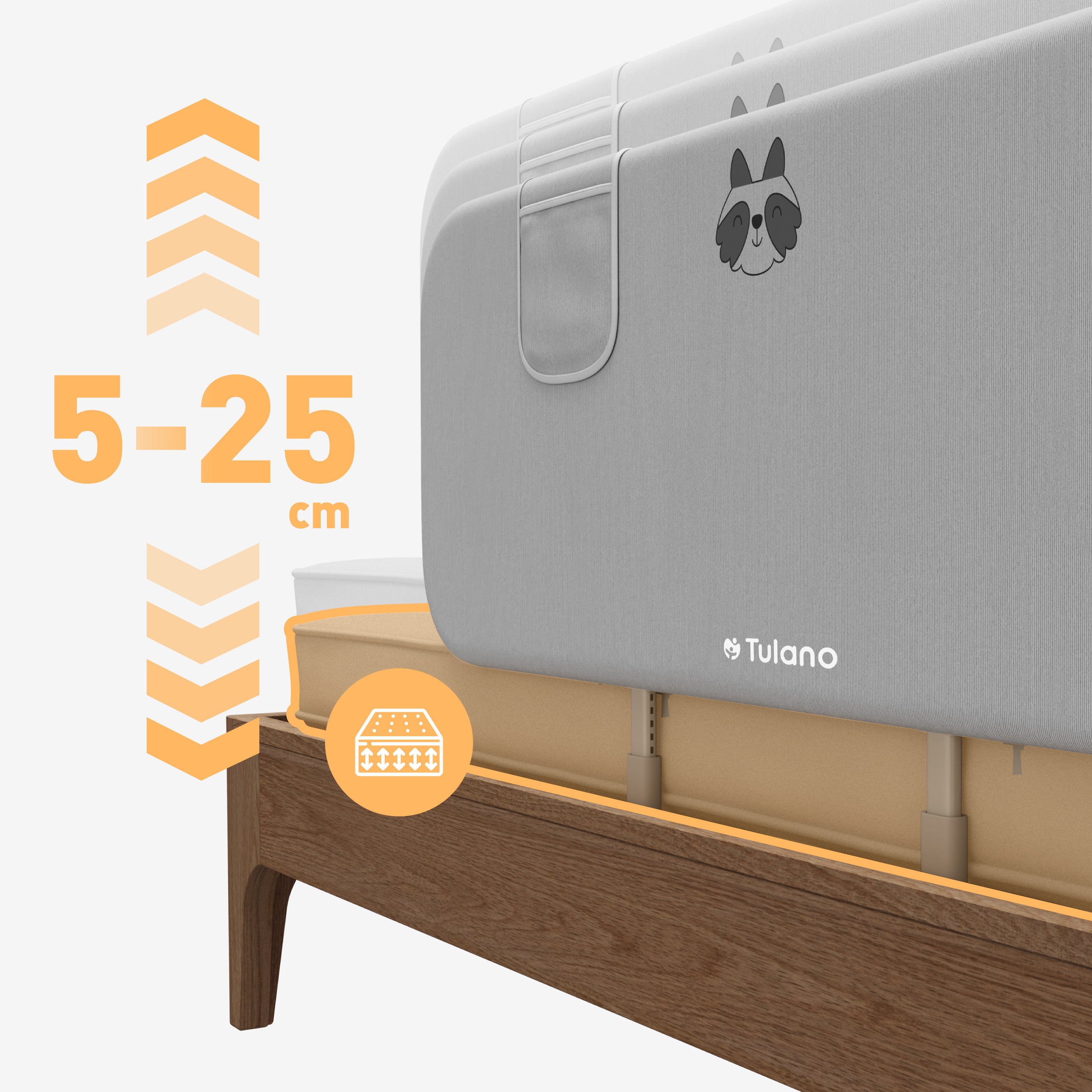 Barieră de protecție pentru pat 120 cm Cover 50 Grey