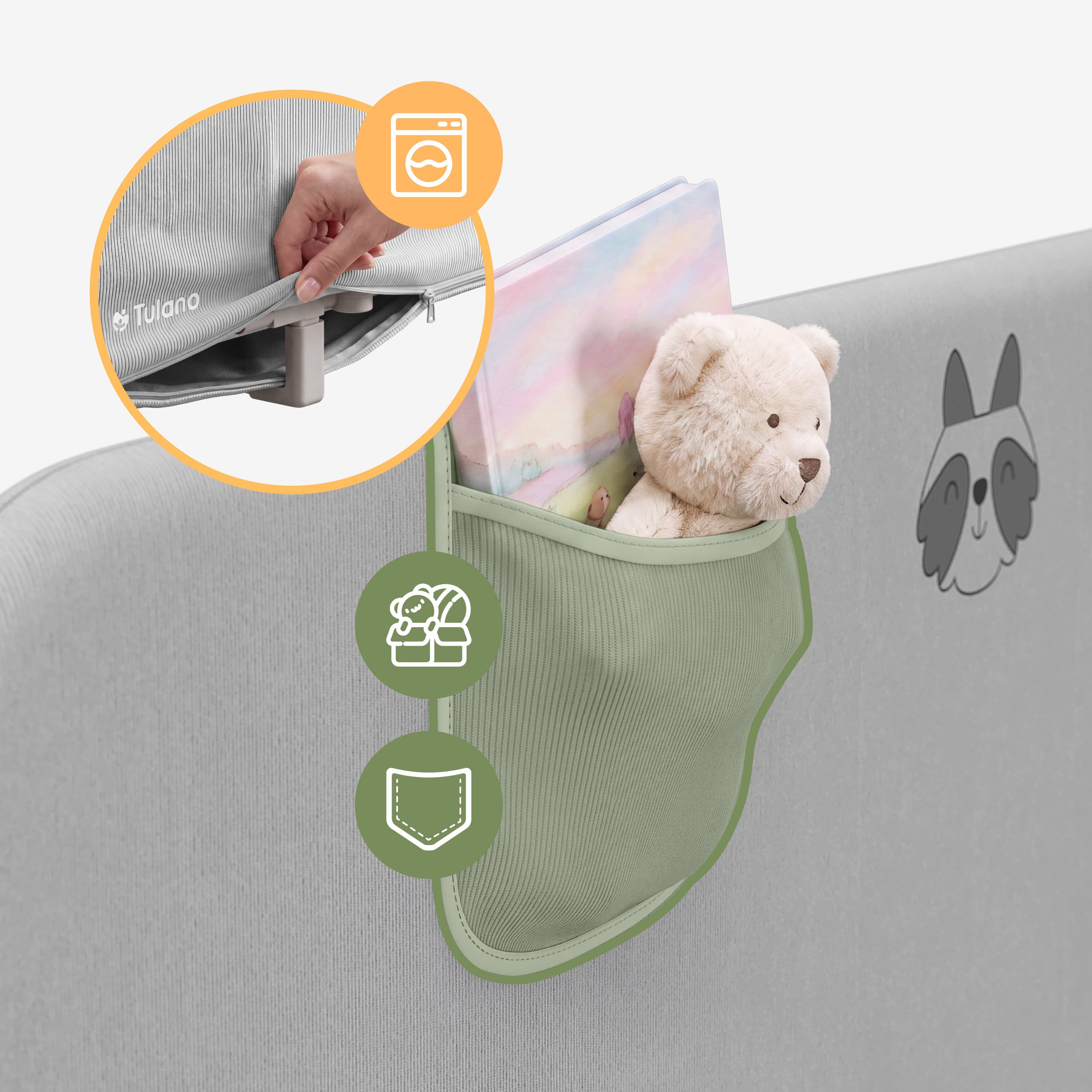 Barieră de protecție pentru pat 120 cm Cover 50 Grey