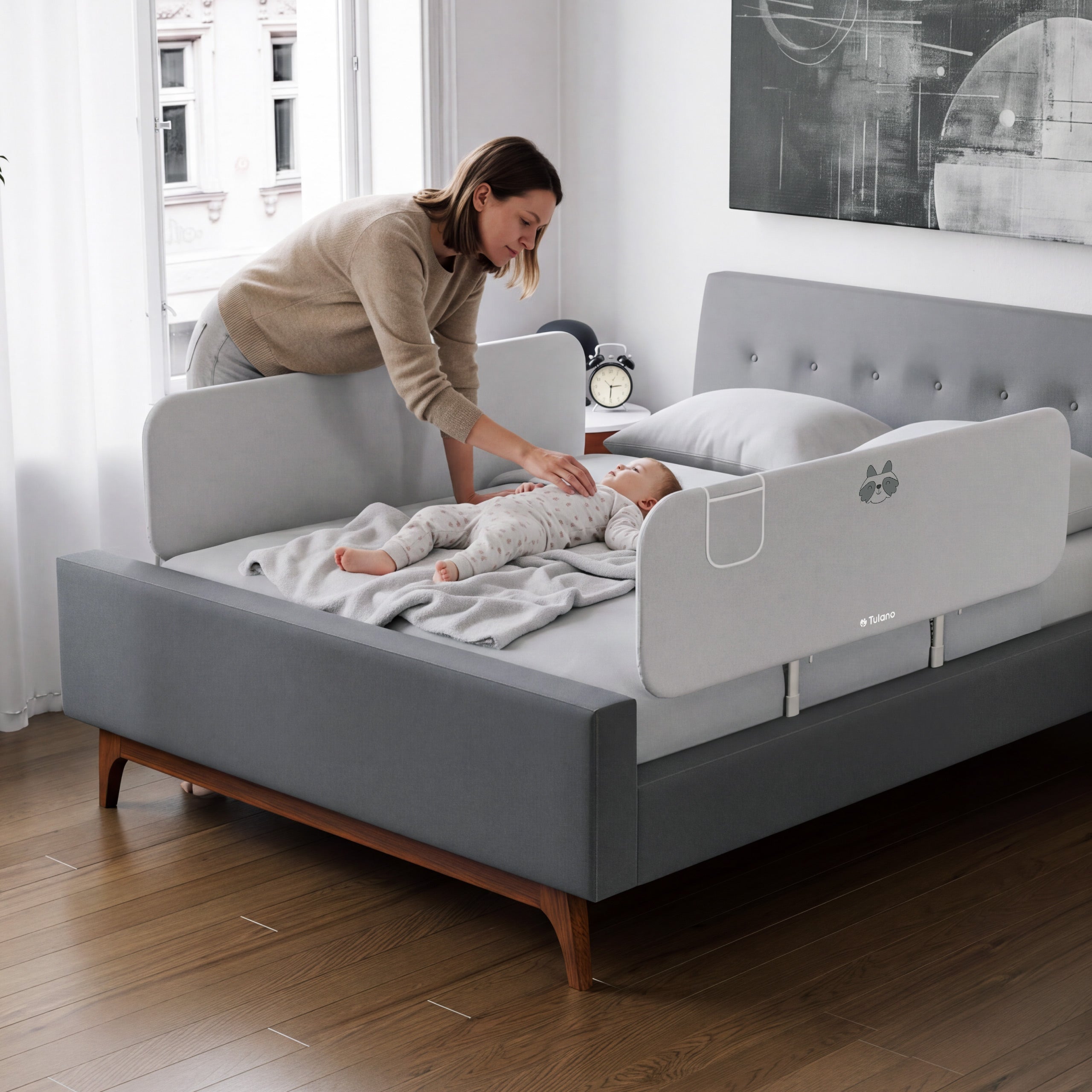 Barieră de protecție pentru pat copii 150 cm Tulano Cover 55 Grey