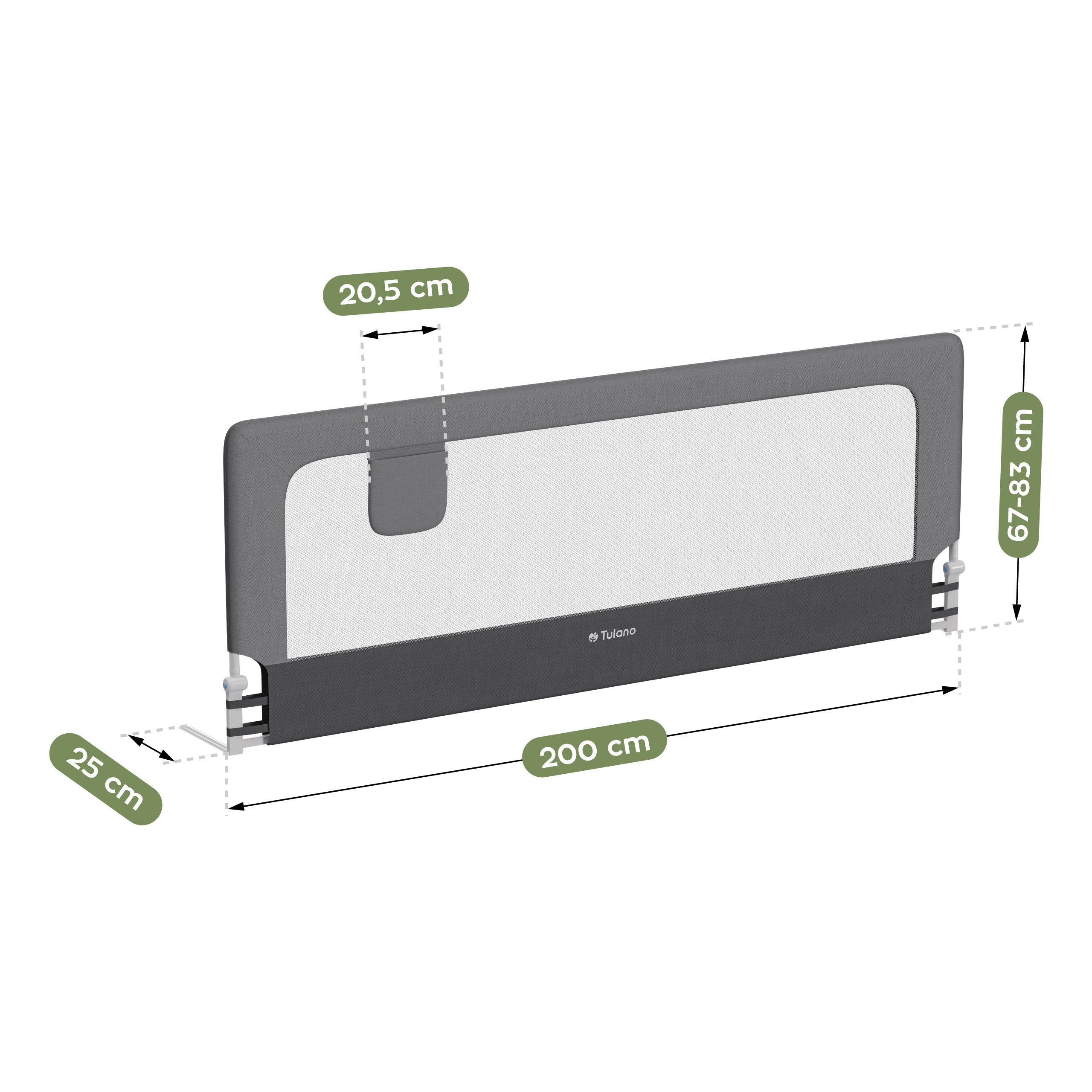 Barieră de protecție pentru pat, 200 cm, Tulano Cover 30 Grey