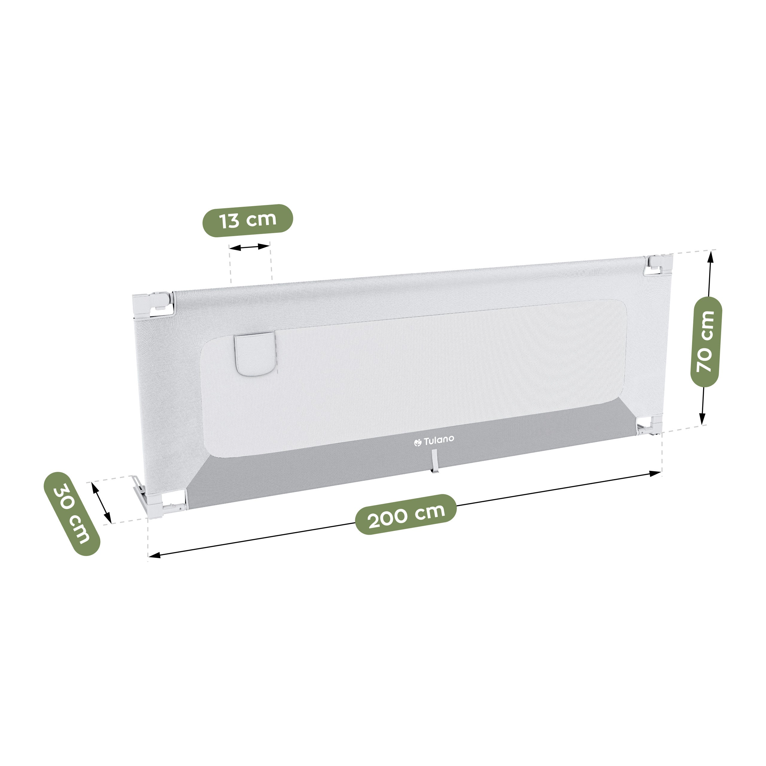 Barieră de protecție pentru pat, 200 cm, Tulano Cover 40, alb-gri