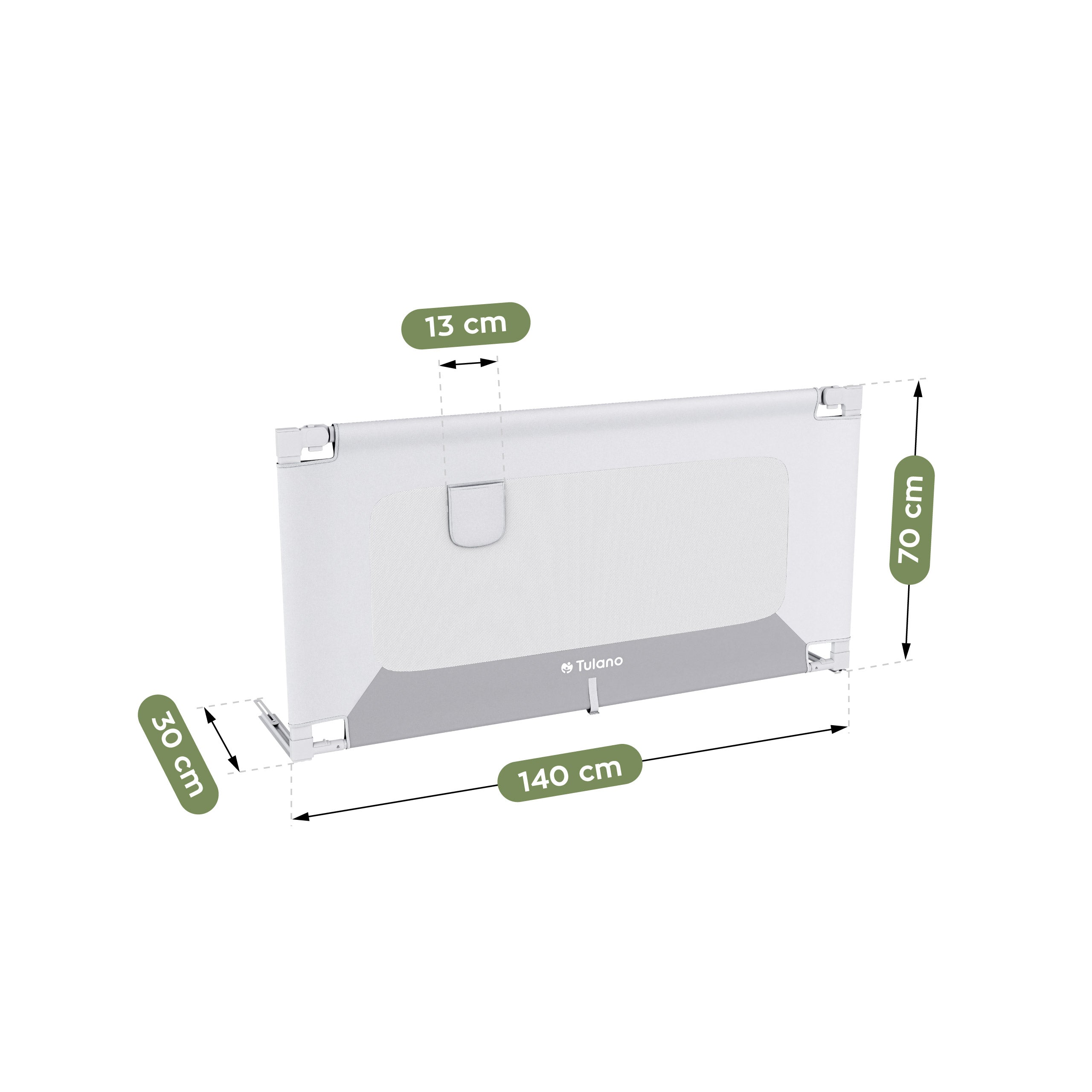 Barieră de protecție pentru pat de 140 cm Tulano Cover 44 Alb-Gri