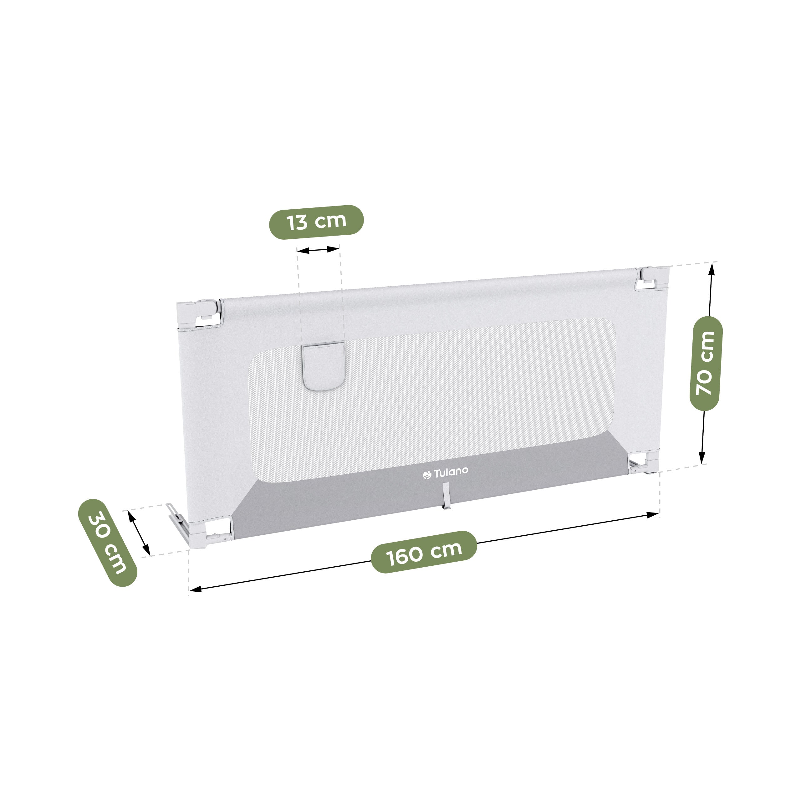 Barieră de protecție pentru pat 160 cm Tulano Cover 46 Alb-Gri