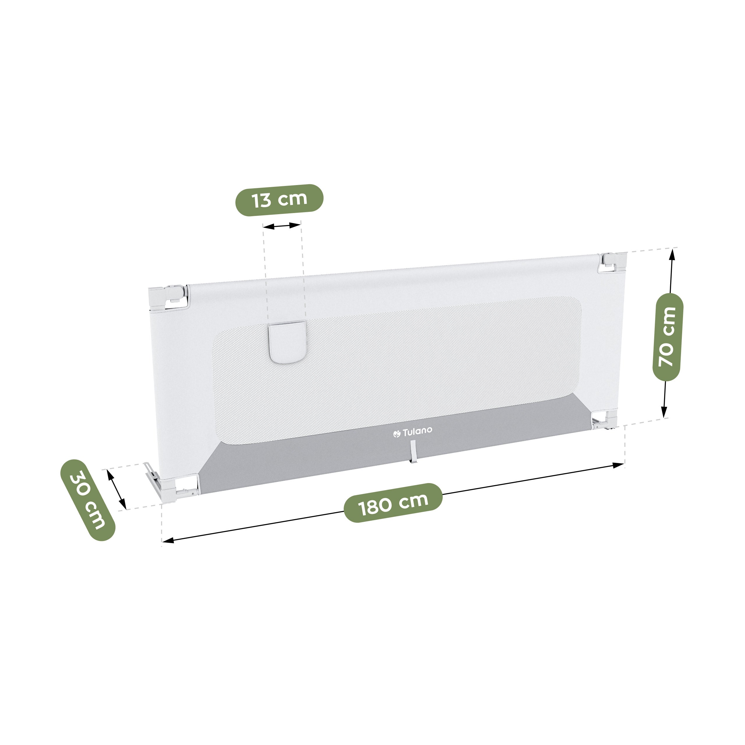 Barieră de protecție pentru pat 180 cm Tulano Cover 48 Alb-Gri