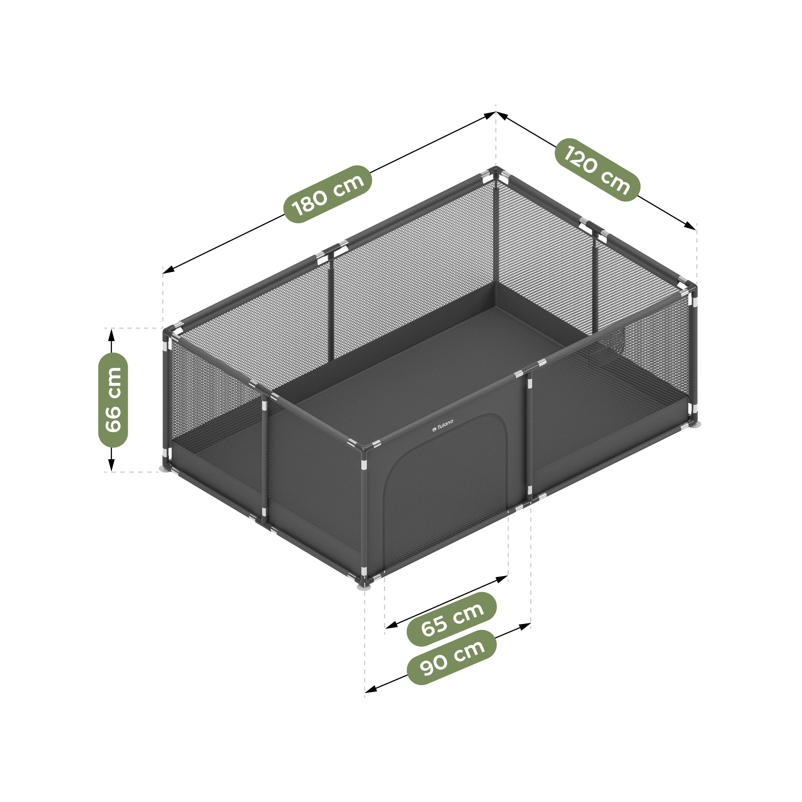 Pătuț pentru copii Tulano Cozy 22 Graphite - 180 cm
