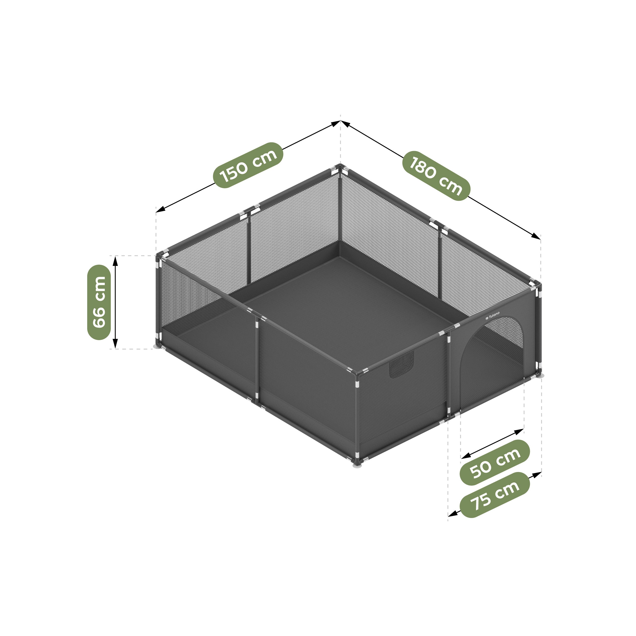 Pătuț pentru copii Tulano Cozy 25 Graphite - 150 cm