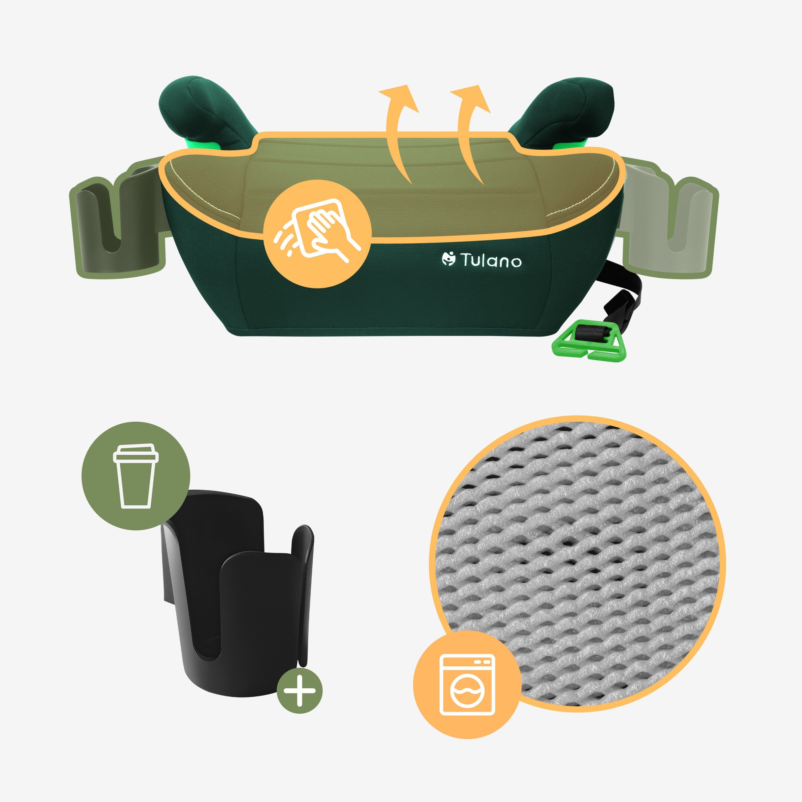 Scaun auto cu suport Tulano Cabby 25 Green 125-150 cm I-Size