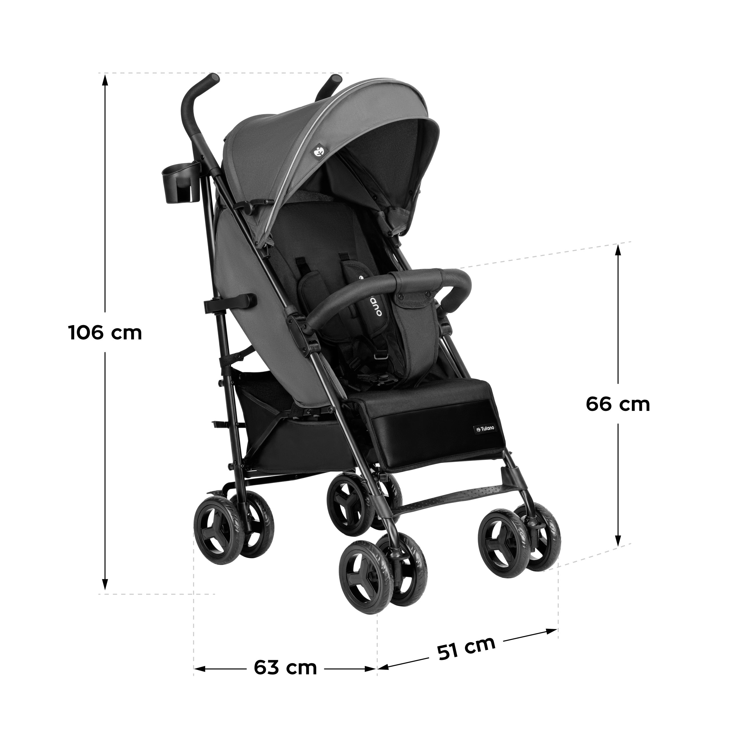 Cărucior de plimbare Tulano Davos 35 Gri-Negru
