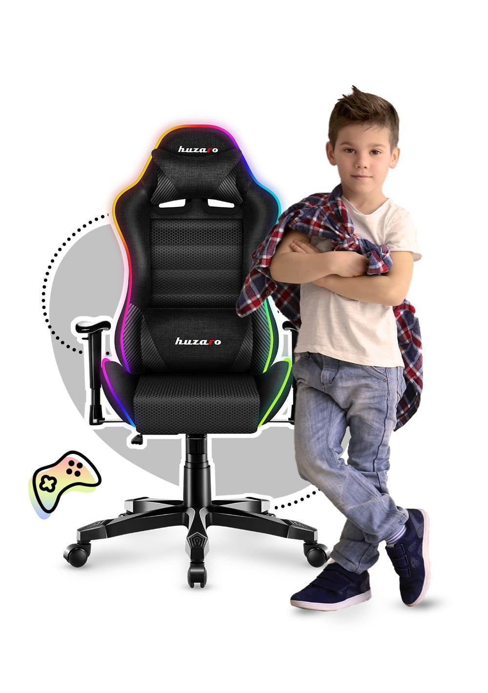 OUTLET Scaun de gaming pentru copii HUZARO RANGER 6.0 RGB Mesh