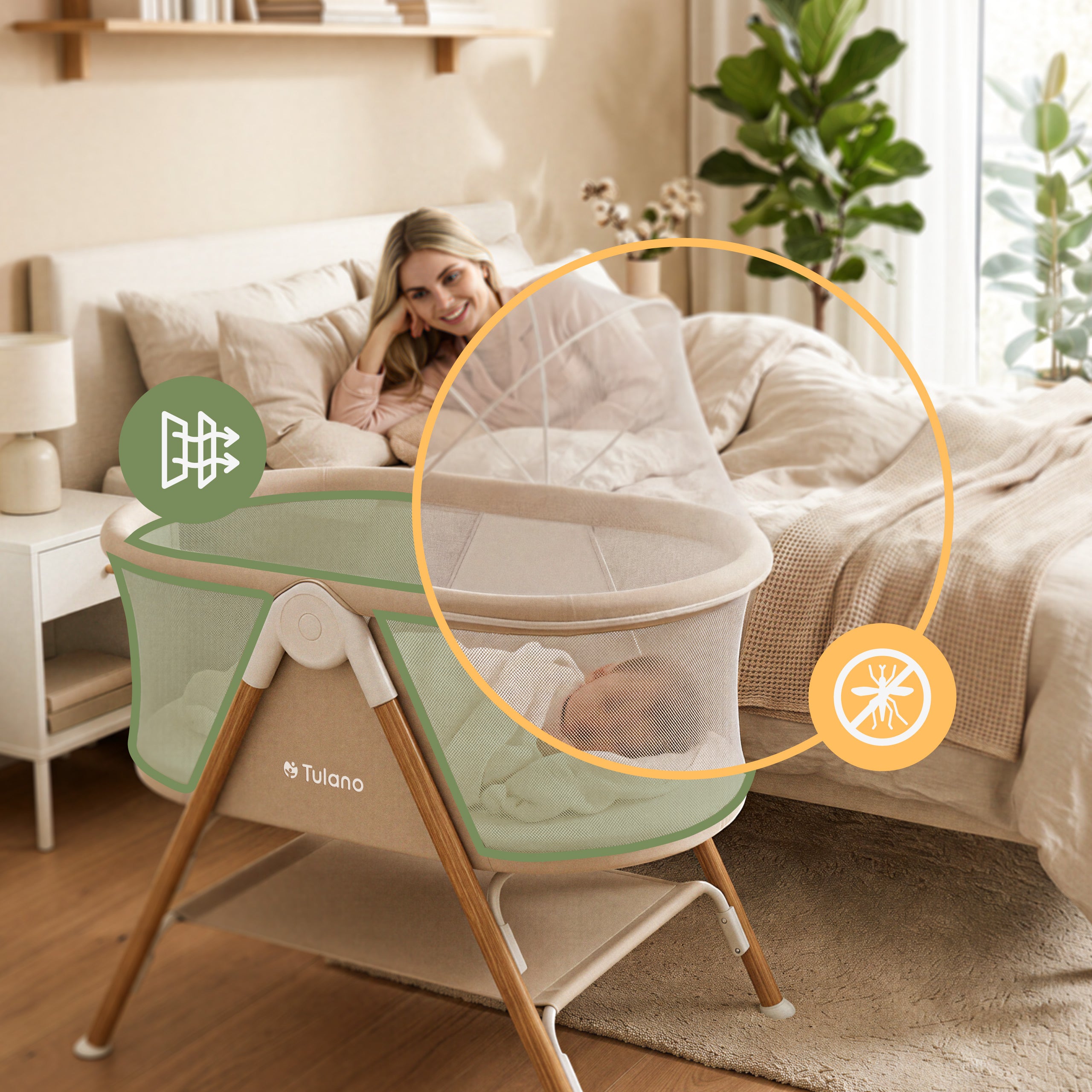 Pătuț de călătorie pentru copii Tulano Dream 20 Beige