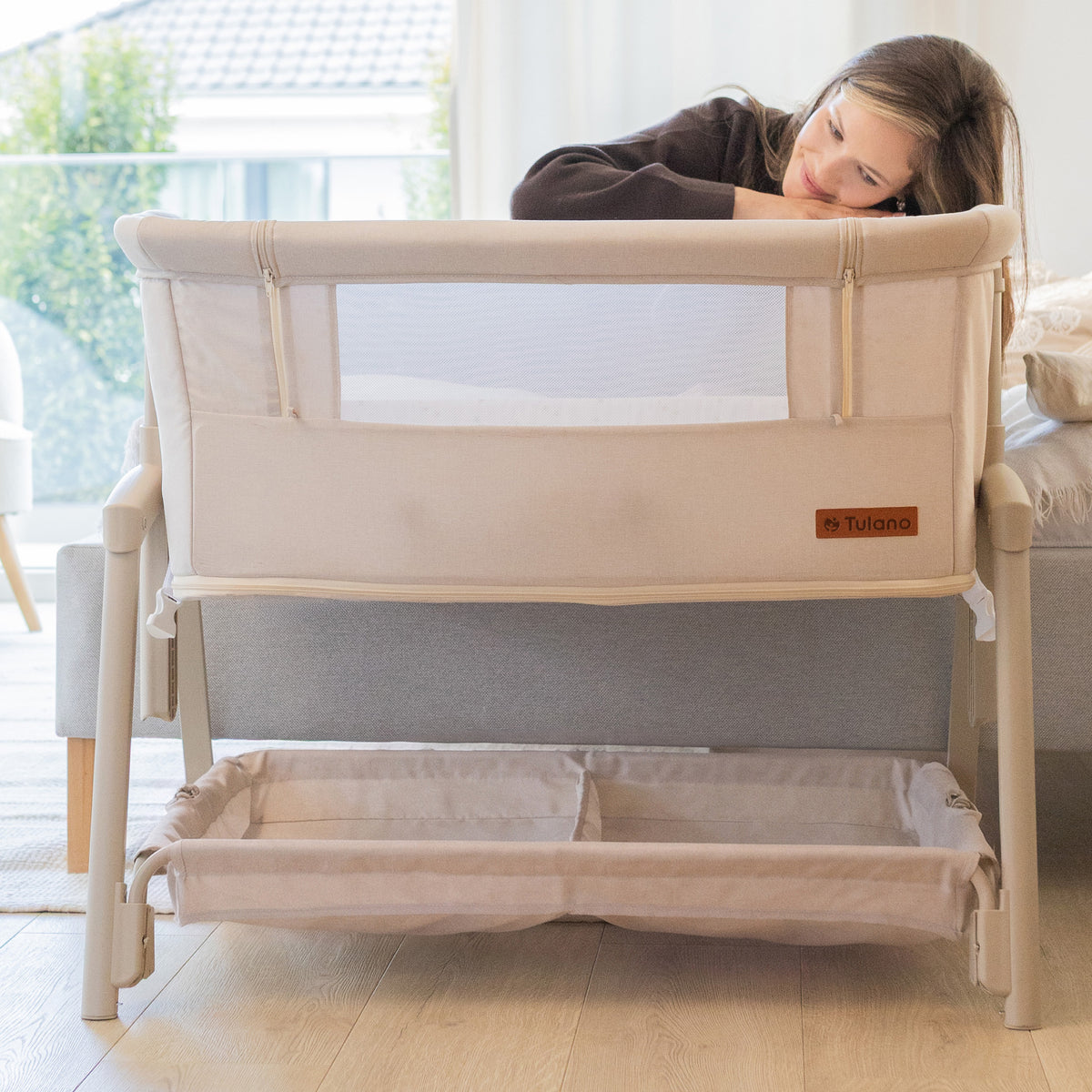 Pătuț co-sleeper și de călătorie 4în1 Tulano Dream 55 Beige