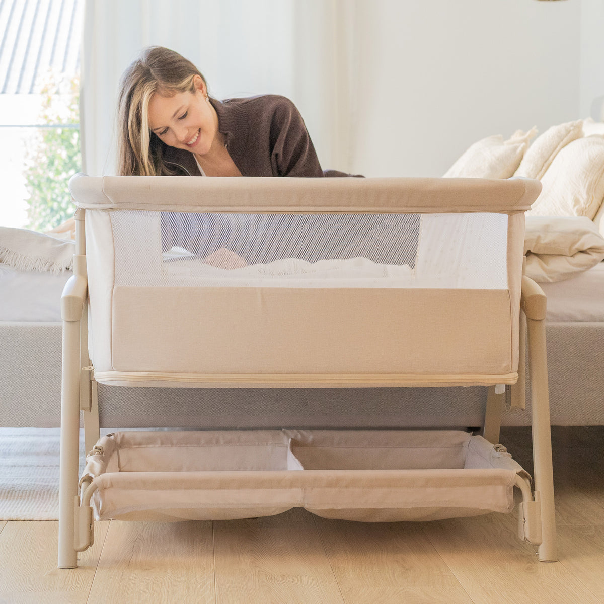 Pătuț co-sleeper și de călătorie 4în1 Tulano Dream 55 Beige