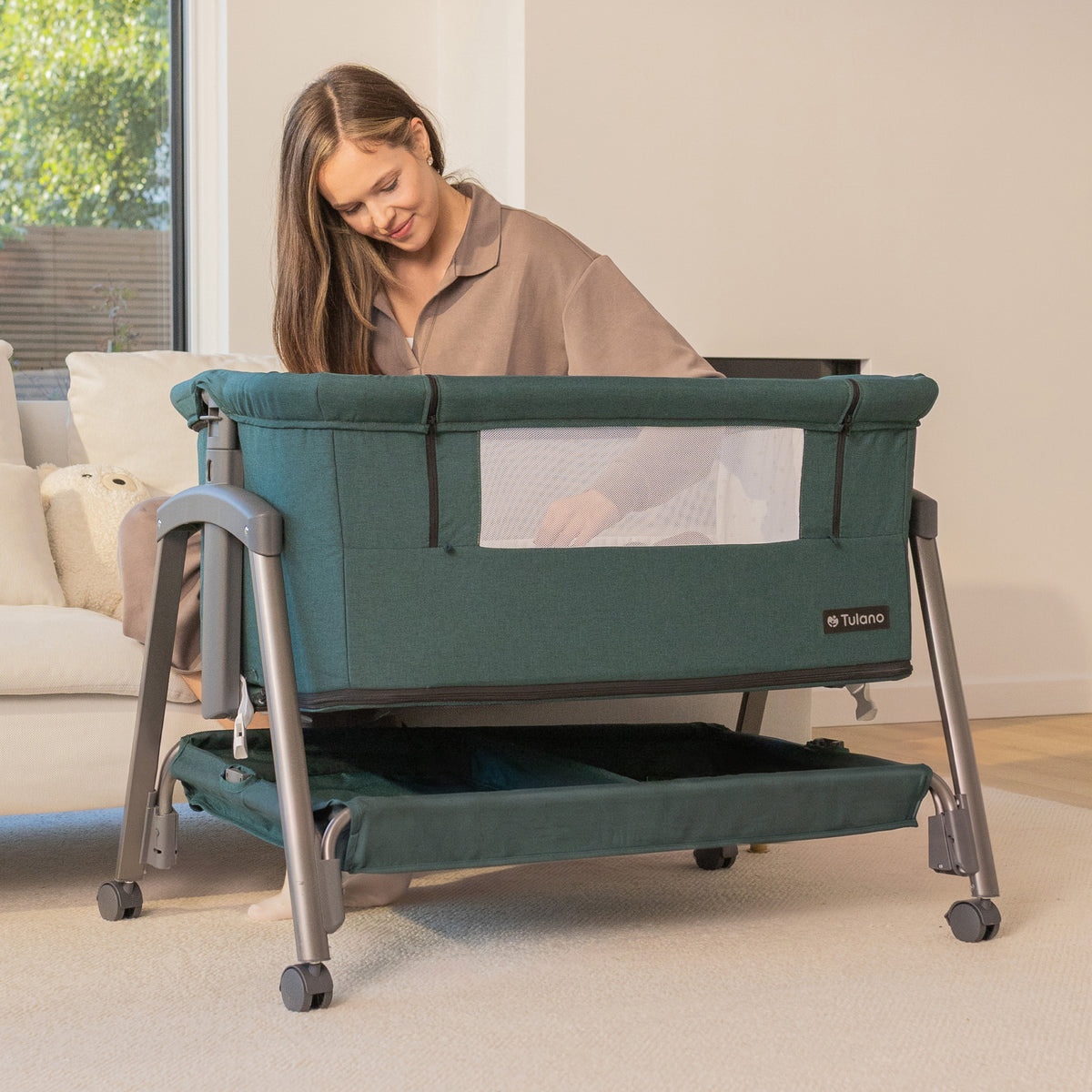 Pătuț co-sleeper și de călătorie 4în1 Tulano Dream 55 Green