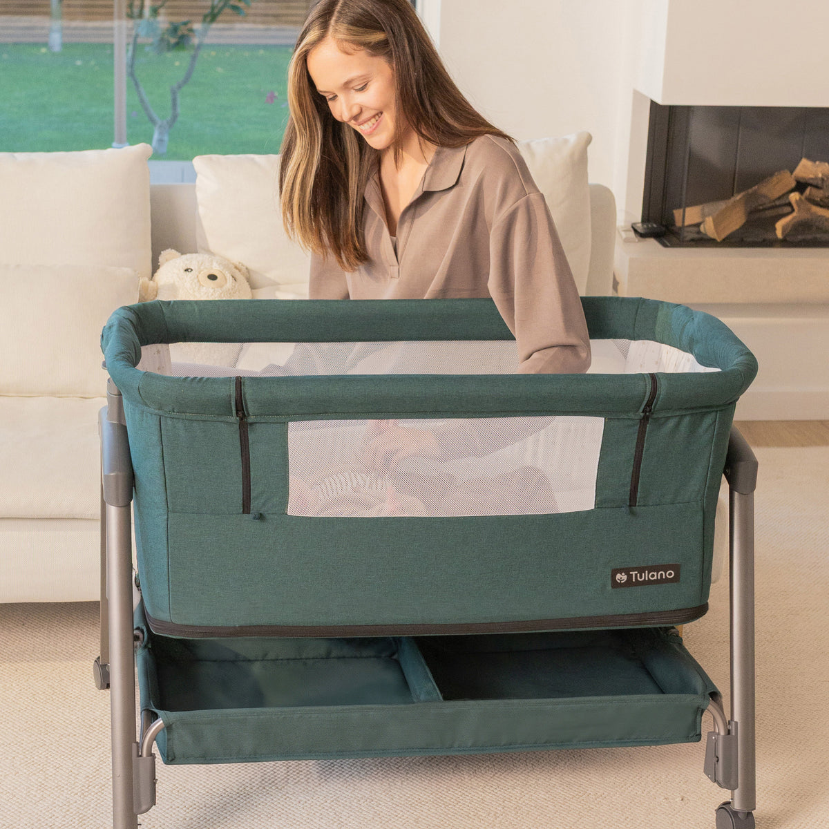 Pătuț co-sleeper și de călătorie 4în1 Tulano Dream 55 Green