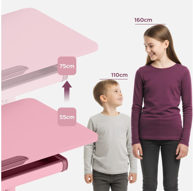 Birou ergonomic pentru copii Mark Adler Study 5.0 Pink 90 cm
