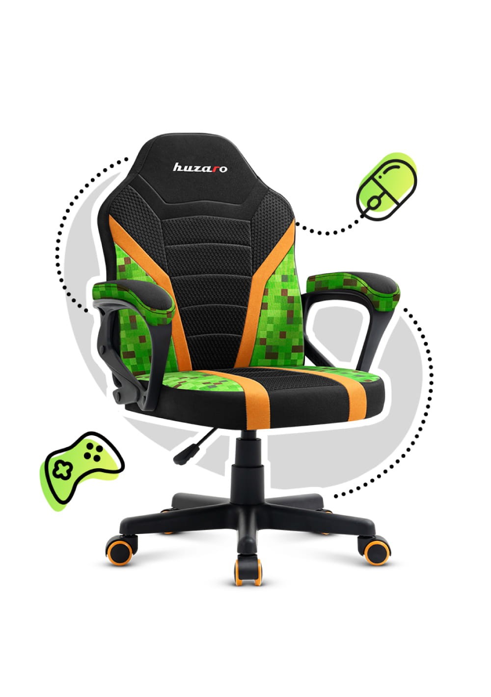 OUTLET Scaun de gaming pentru copii HUZARO RANGER 1.0 Pixel Mesh