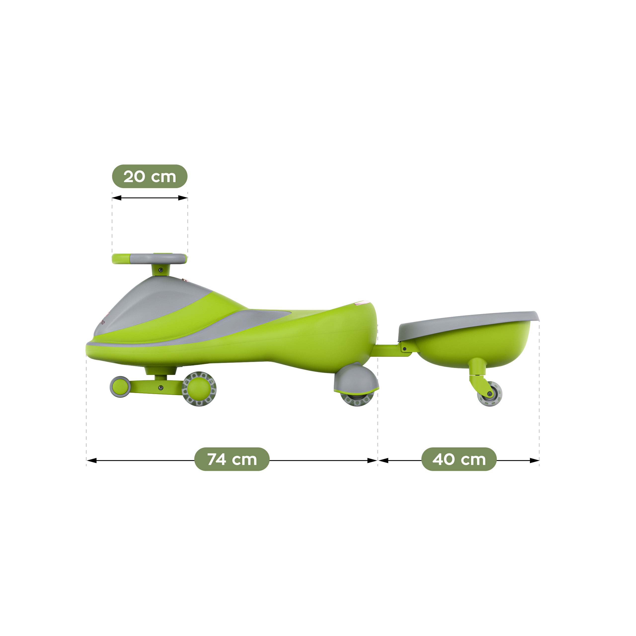 Mașinuță pentru copii cu propulsie gravitațională și LED-uri Tulano Focus 55 Green