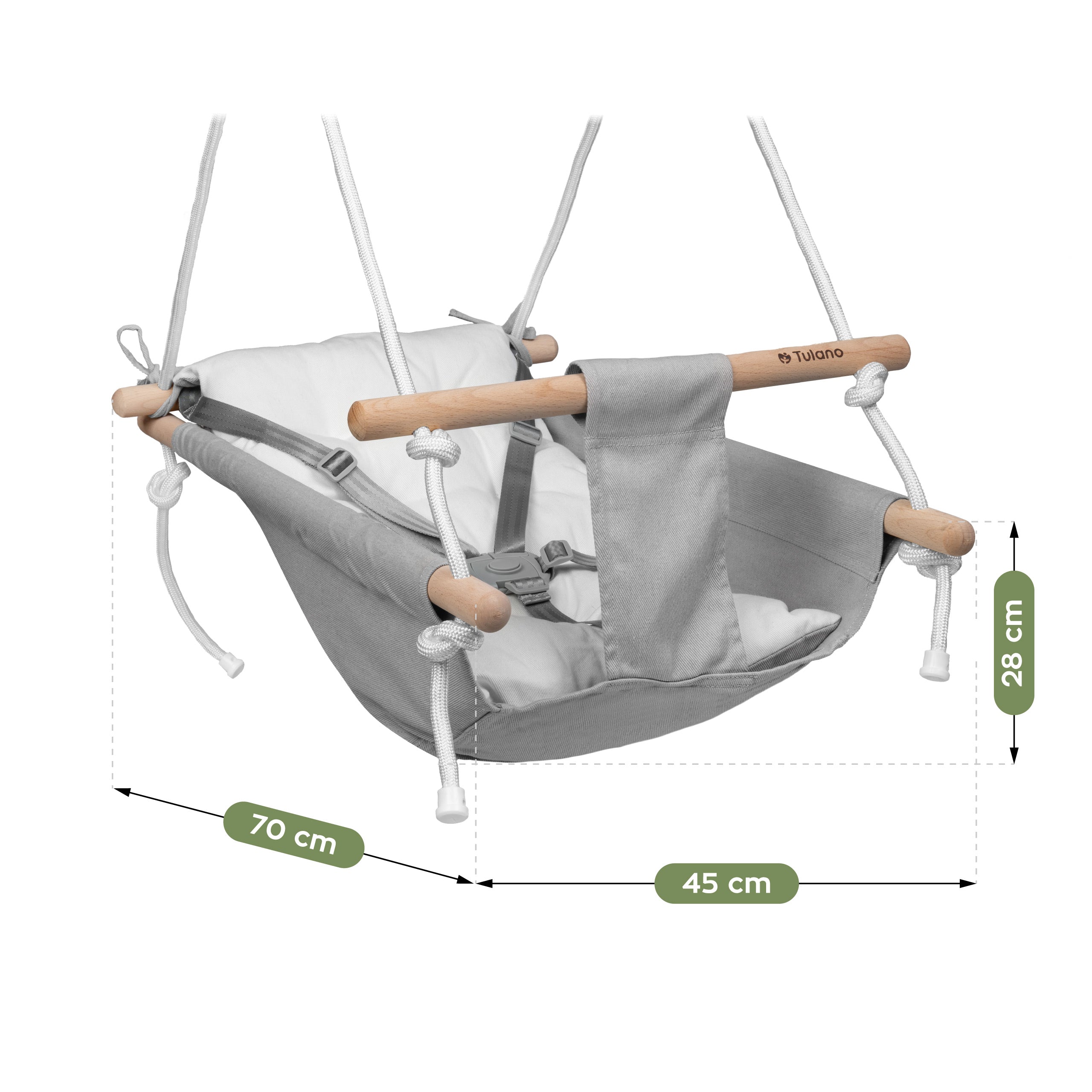 Leagăn-balansoar pentru copii TULANO Hop 40 Gri-Alb
