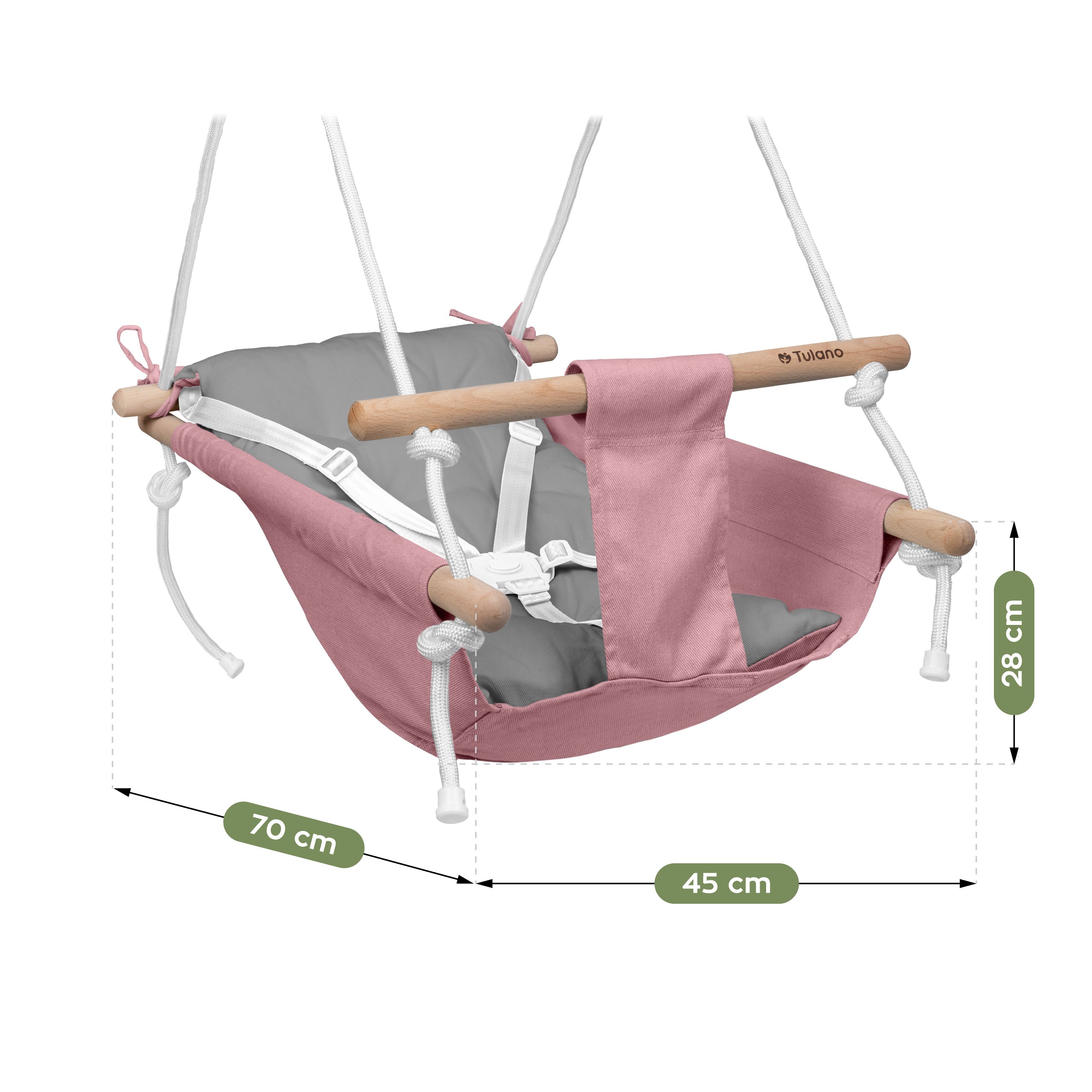 Leagăn-balansoar pentru copii TULANO Hop 40 roz-gri