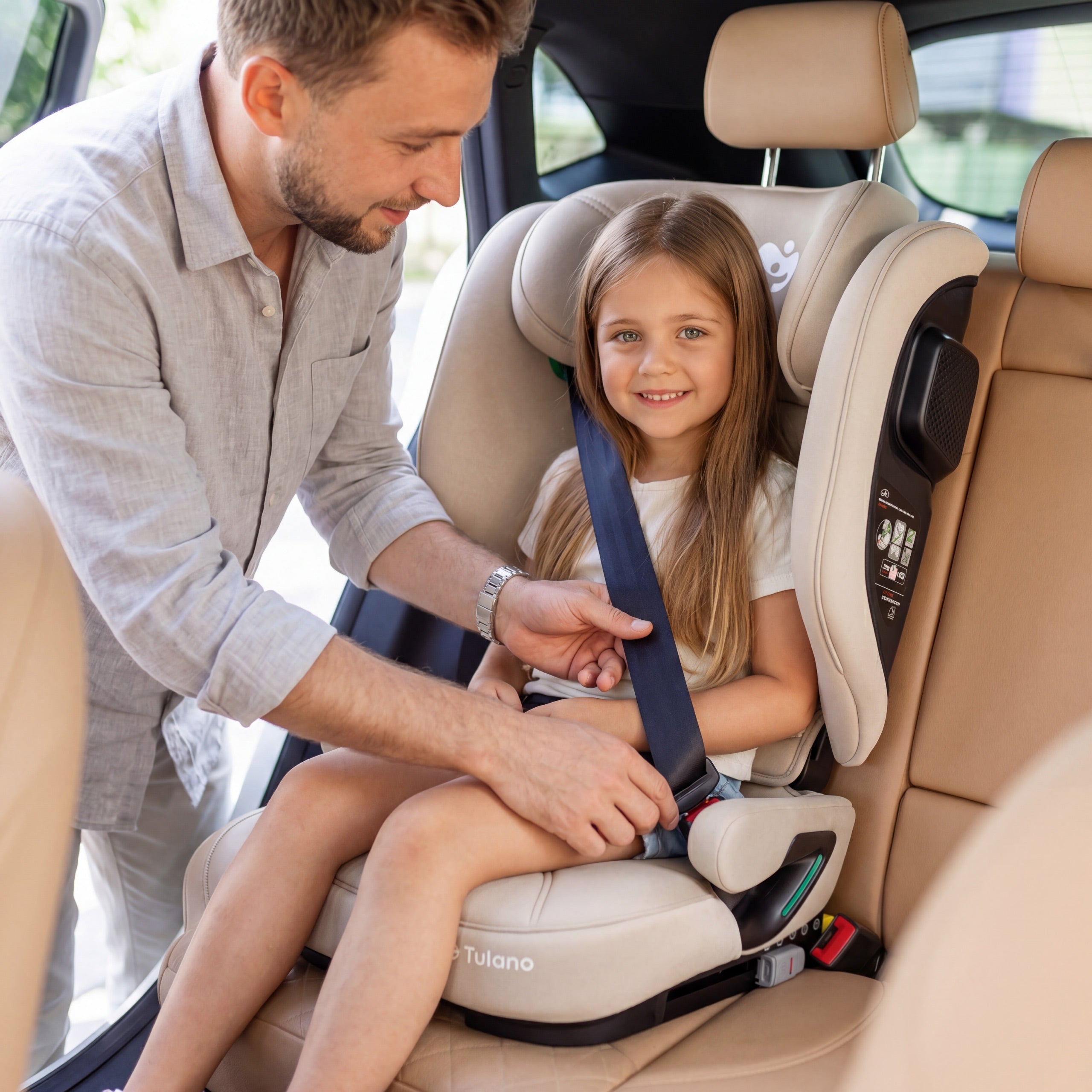 Scaun auto pentru copii cu înălțimea între 100 și 150 cm Tulano Joy 55 Beige I-Size